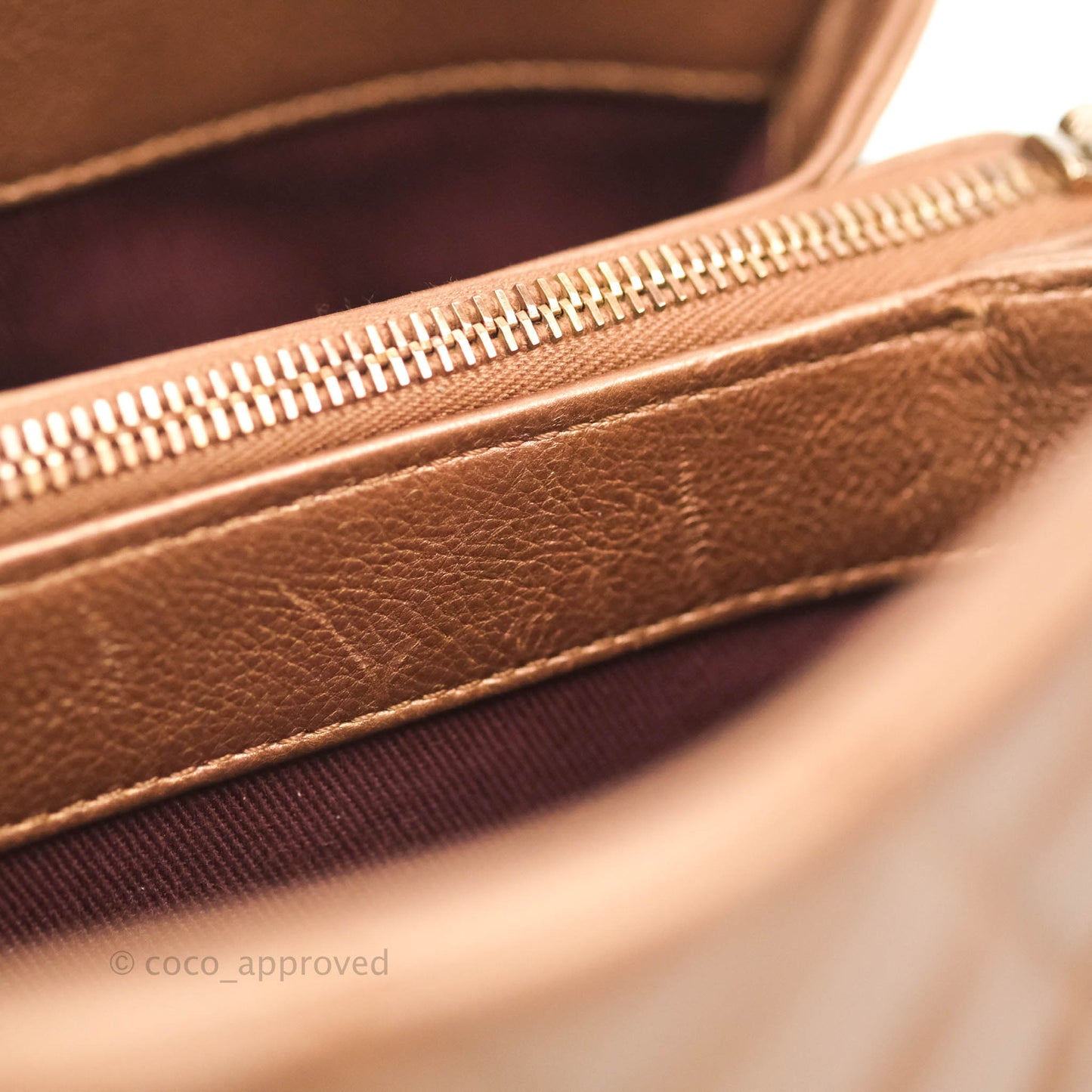 Chanel Iridescent Goatskin Quilted Small CC Eyelet Tote Copper Rose Gold