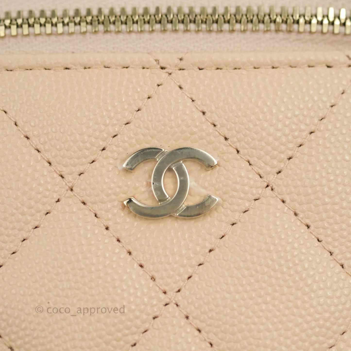 Chanel Classic Mini Vanity With Chain Light Beige Caviar Gold Hardware