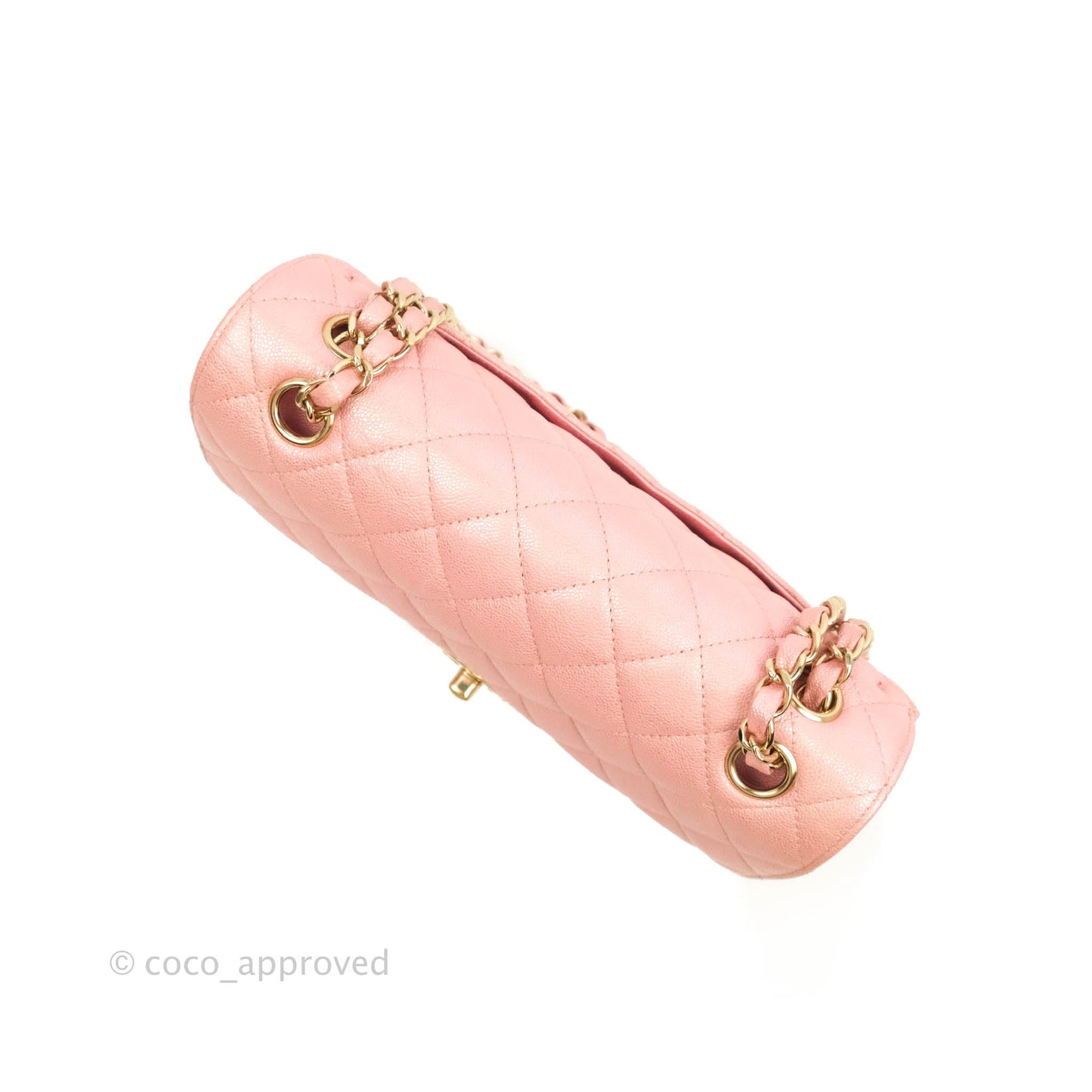 Chanel Small Classic Quilted Flap Iridescent Pink Caviar Gold Hardware 19S