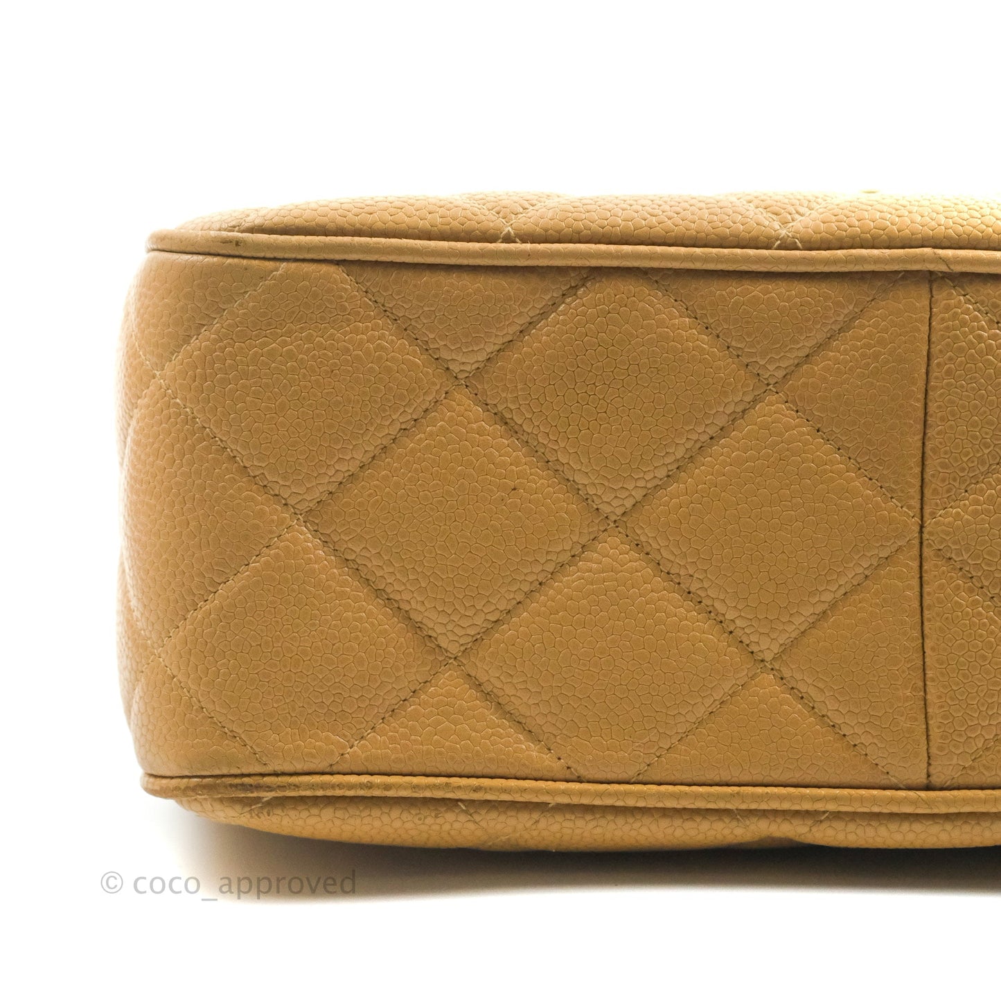 Chanel Vintage CC Large Square Flap Bag Beige Caviar 24K Gold Hardware