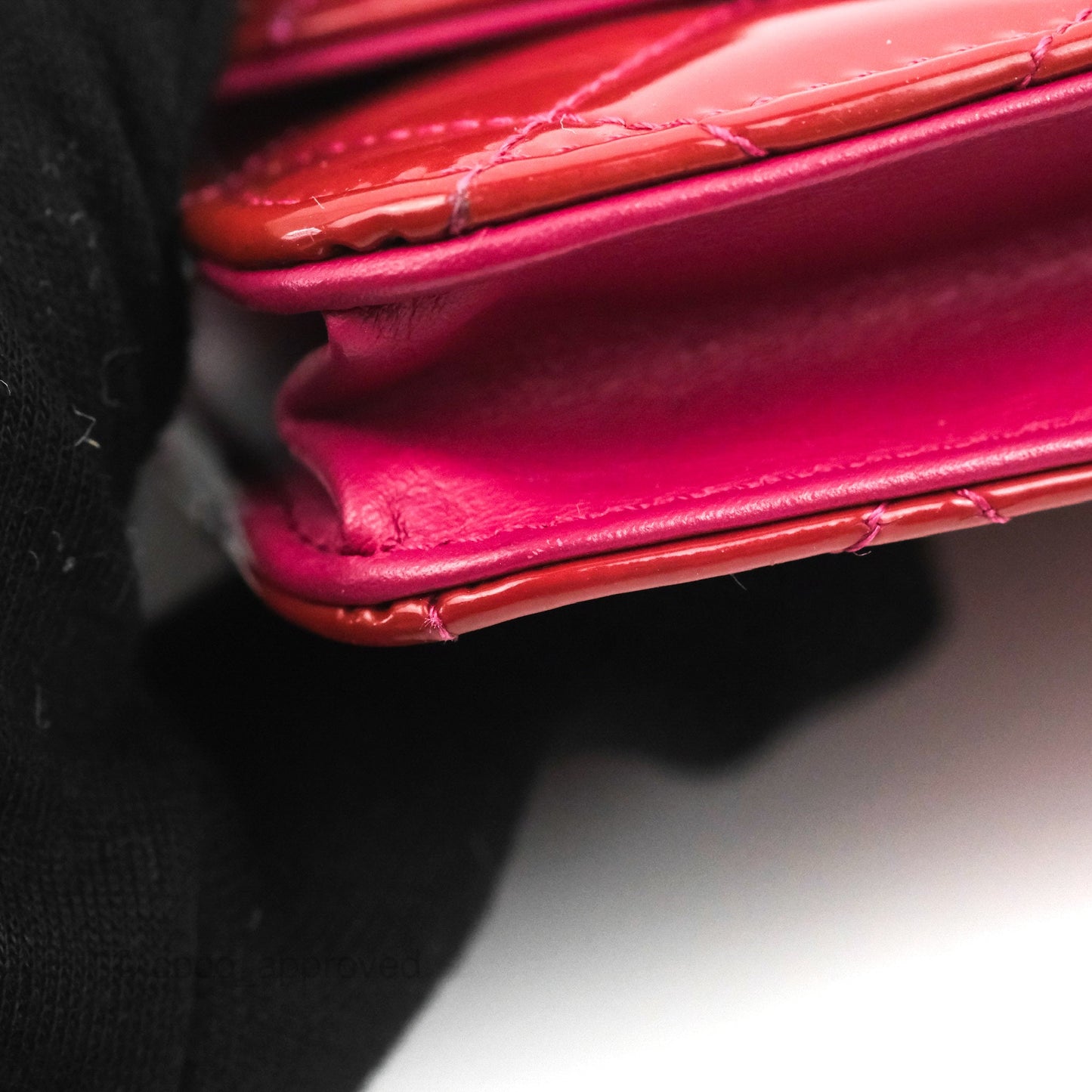 Chanel Wallet on Chain WOC Quilted Red Patent Ruthenium Hardware