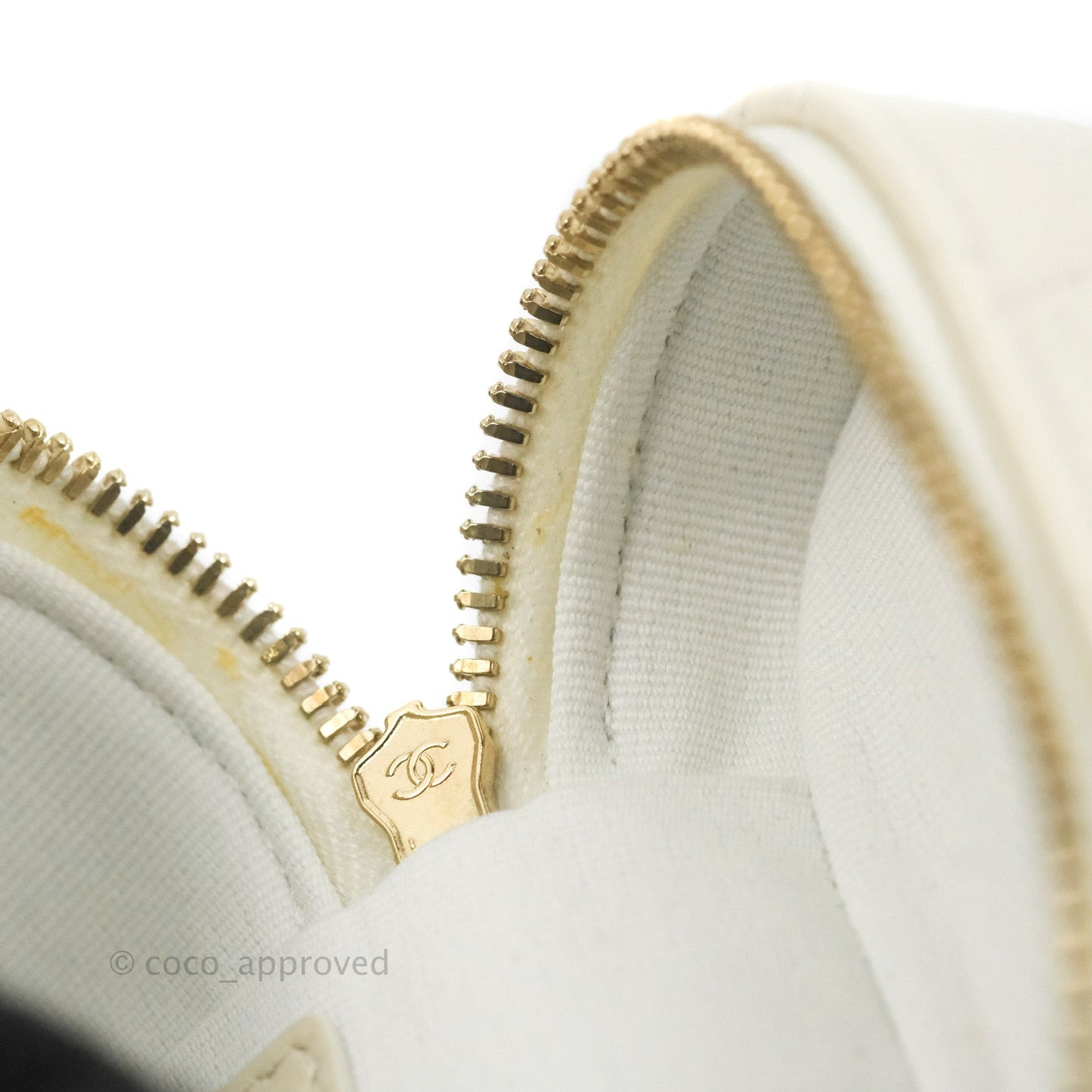 Chanel Quilted Small Handle With Care Vanity Case With Chain Ivory Caviar Gold Hardware