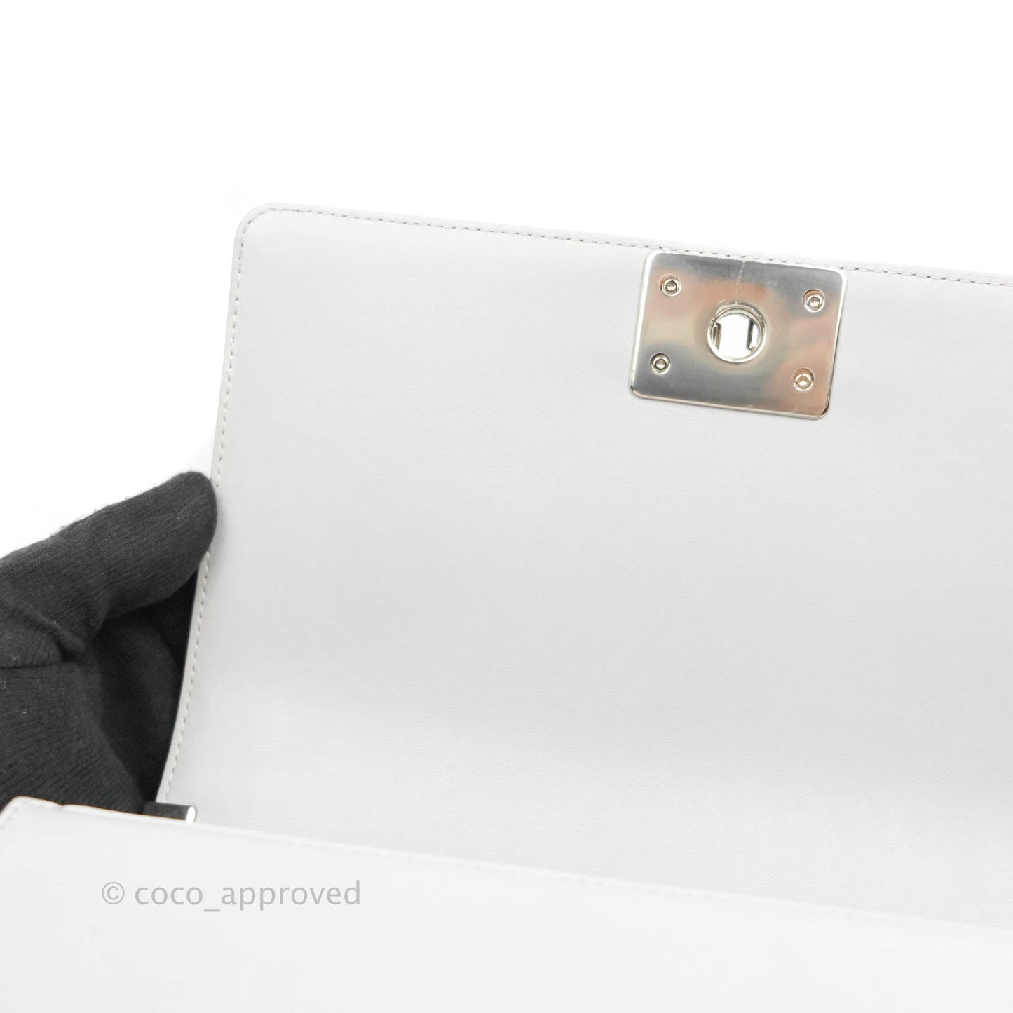 Chanel Quilted Medium Boy Grey Lambskin Silver Hardware