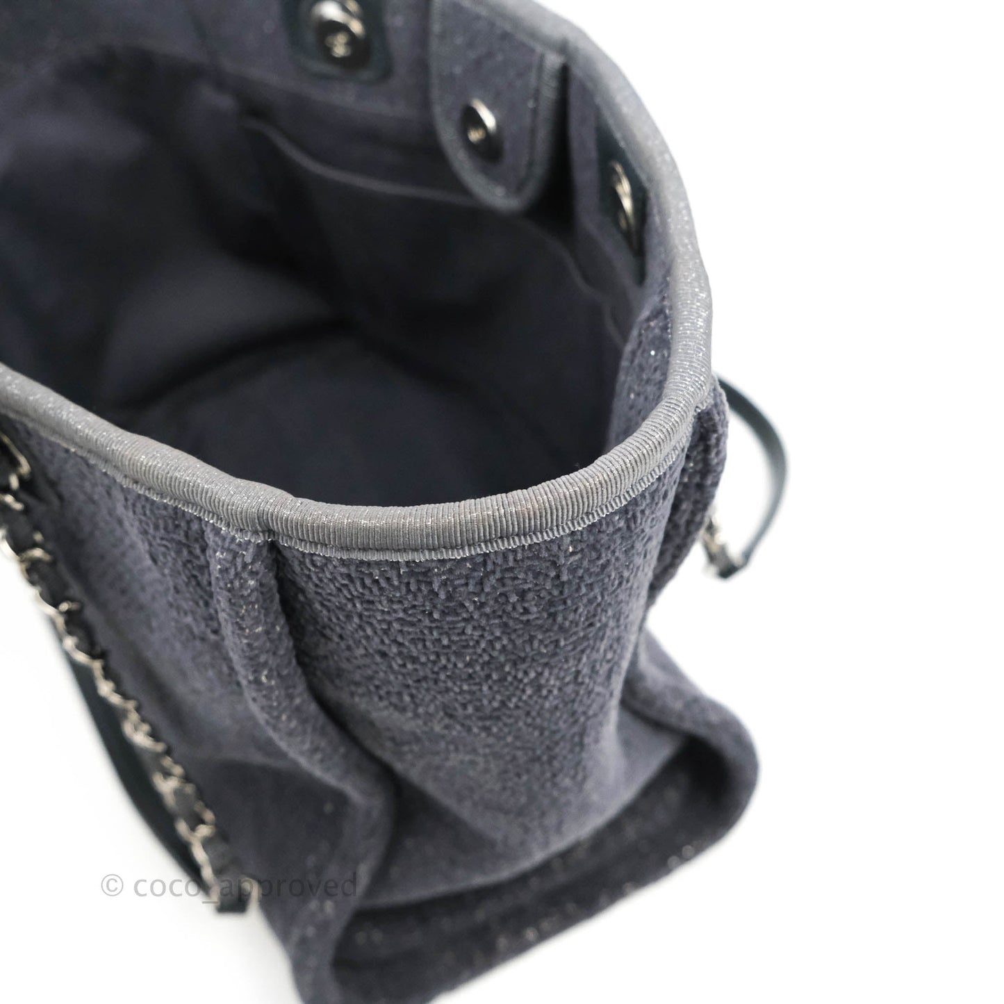 Chanel Medium Deauville Grey Glitter Lurex Tote Bag