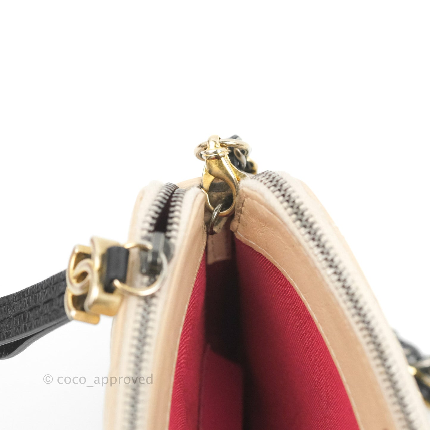 Chanel Gabrielle Clutch With Chain Aged Calfskin Beige/ Black Mixed Hardware