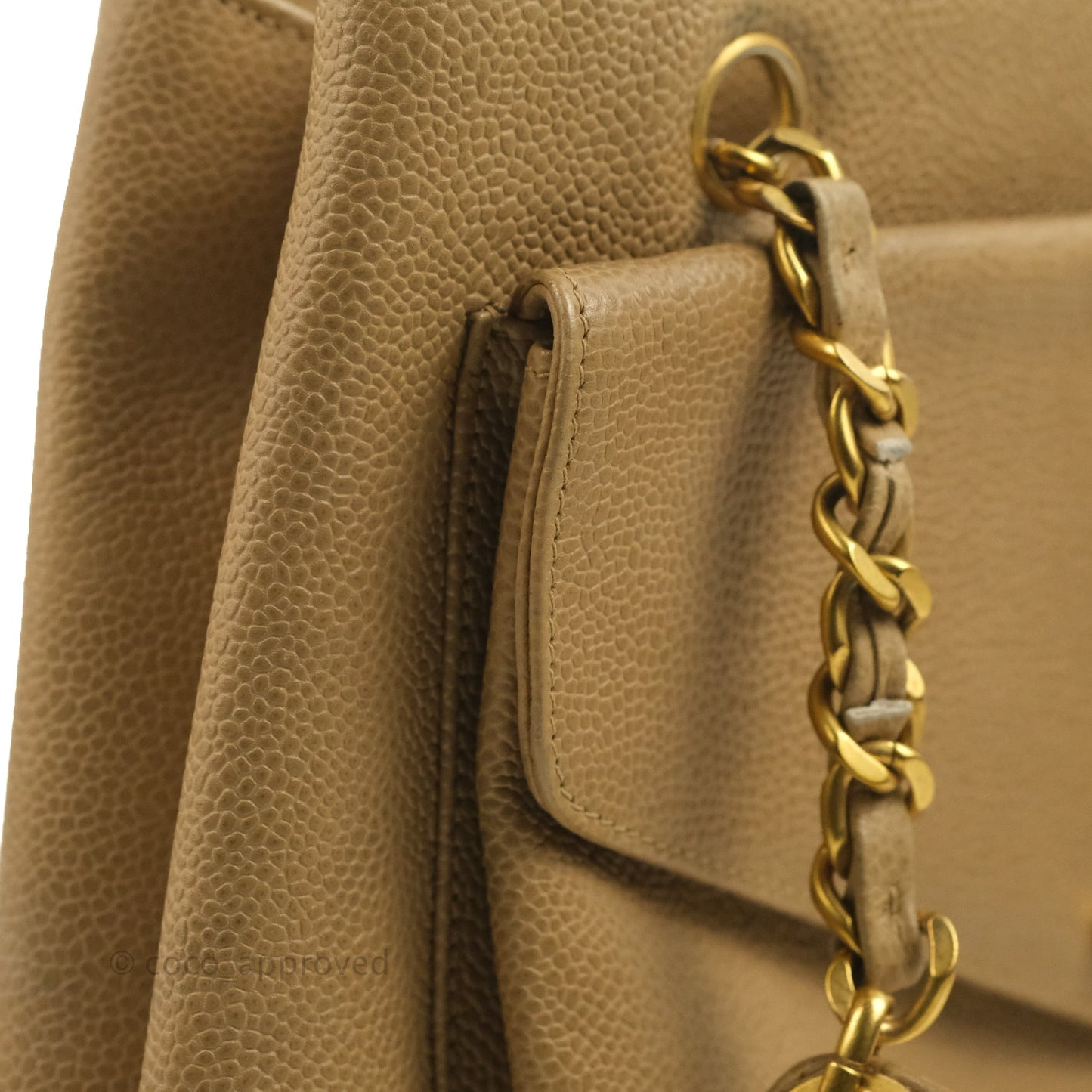 Chanel Vintage Tote Beige Caviar 24K Gold Hardware