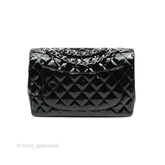 Chanel Jumbo Single Flap Black Patent Silver Hardware⁣⁣