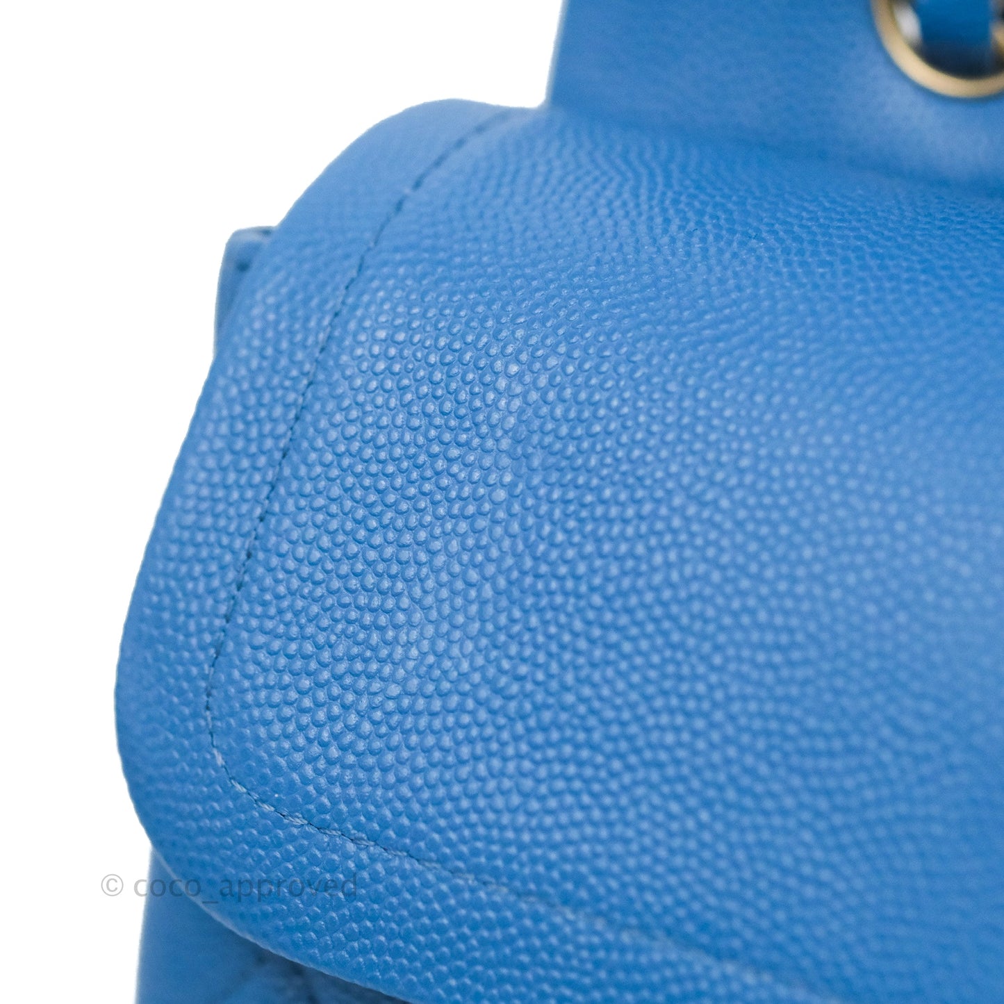 Chanel Classic M/L Medium Flap Quilted Blue Caviar Gold Hardware 21P