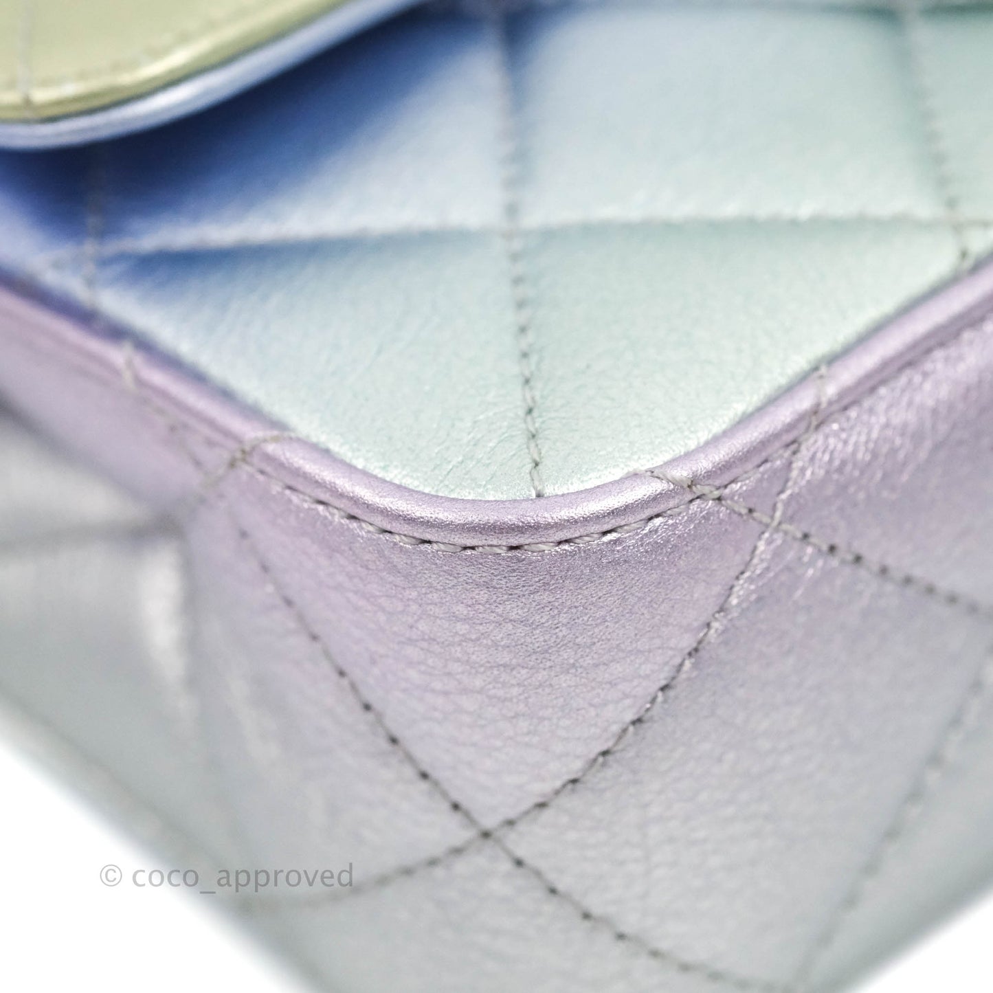 Chanel Wristlet Clutch Iridescent Rainbow Calfskin Leather 21K