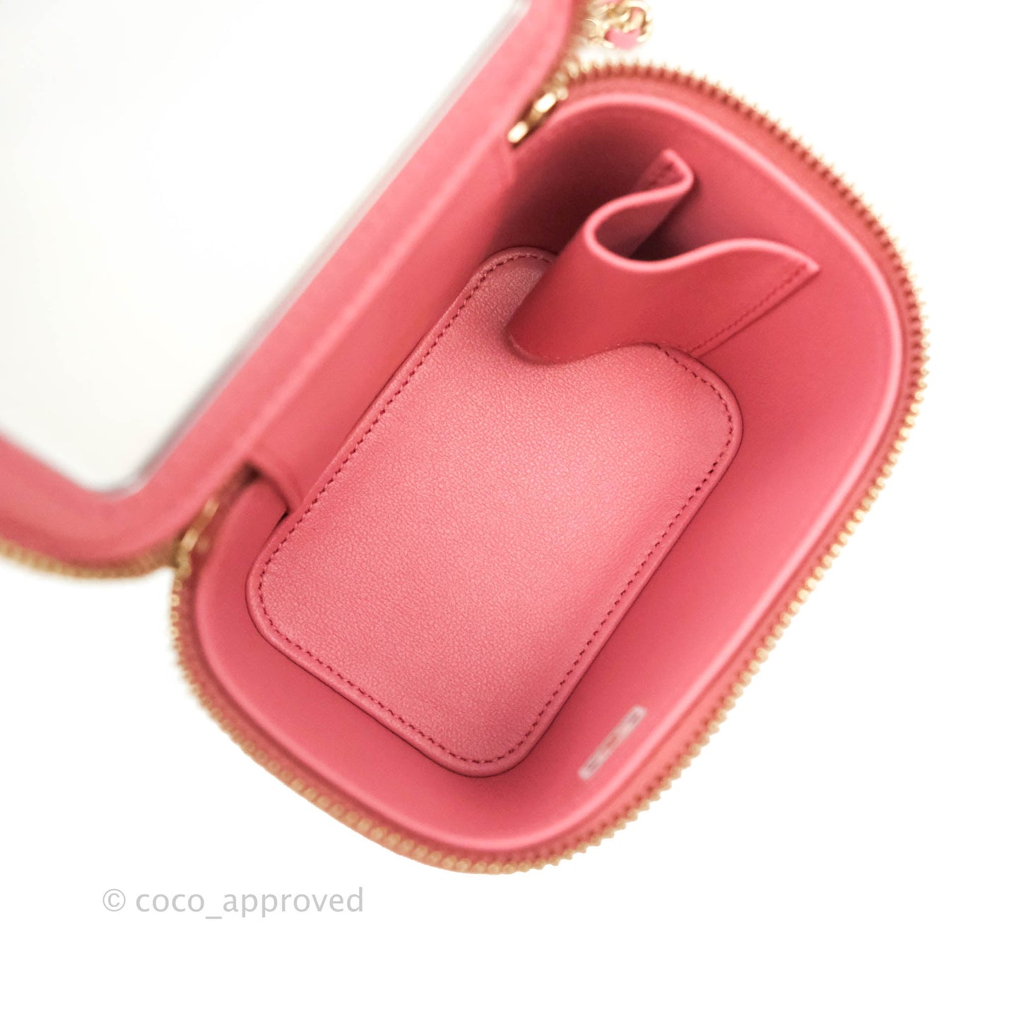 Chanel Mini Top Handle Vanity With Chain Pink Lambskin Gold Hardware