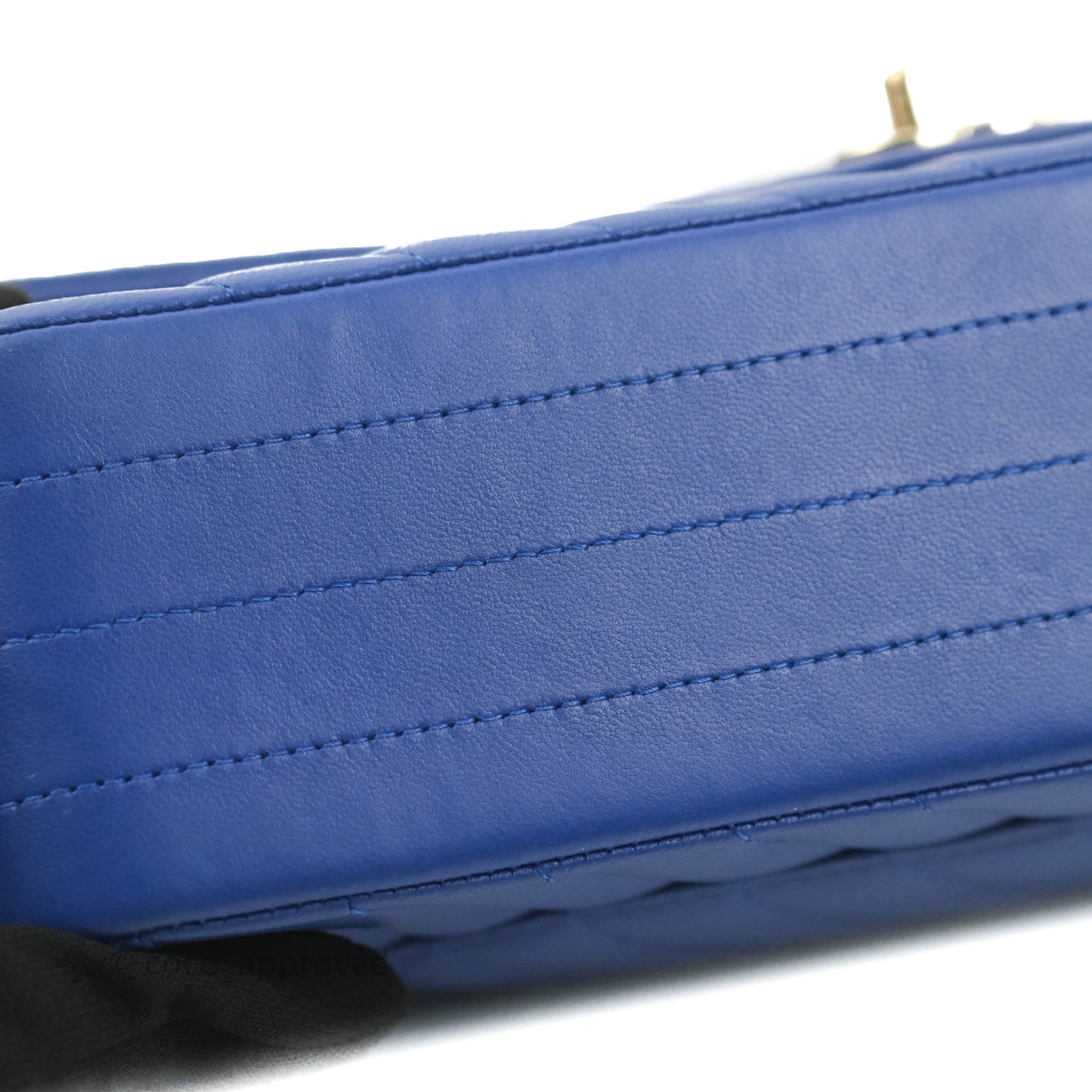 Chanel Classic M/L Medium Chevron Double Flap Blue Lambskin Gold Hardware