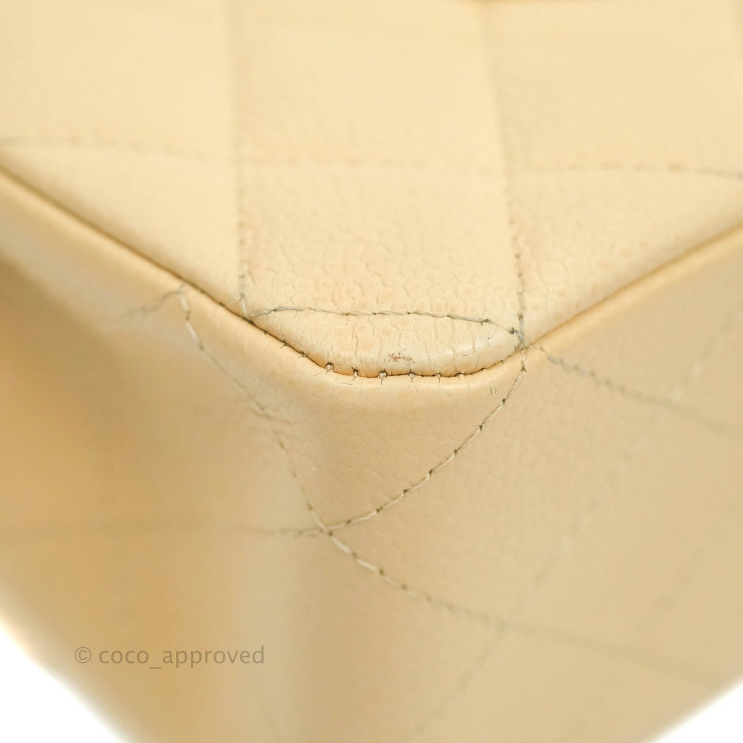 Chanel Classic M/L Medium Flap Quilted Beige Caviar Silver Hardware
