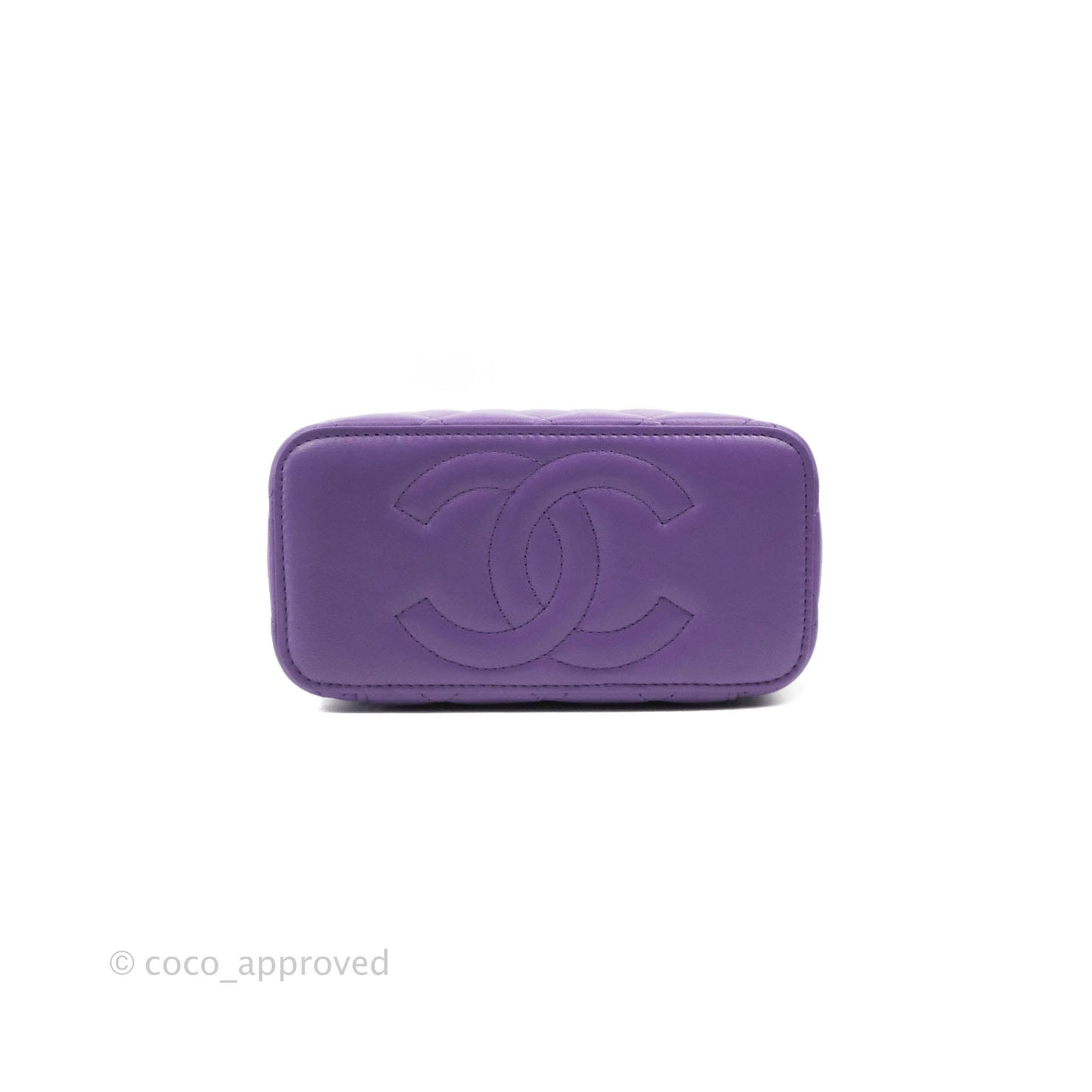 Chanel Classic Vanity Rectangular Top Handle With Chain Purple Lambskin Gold Hardware