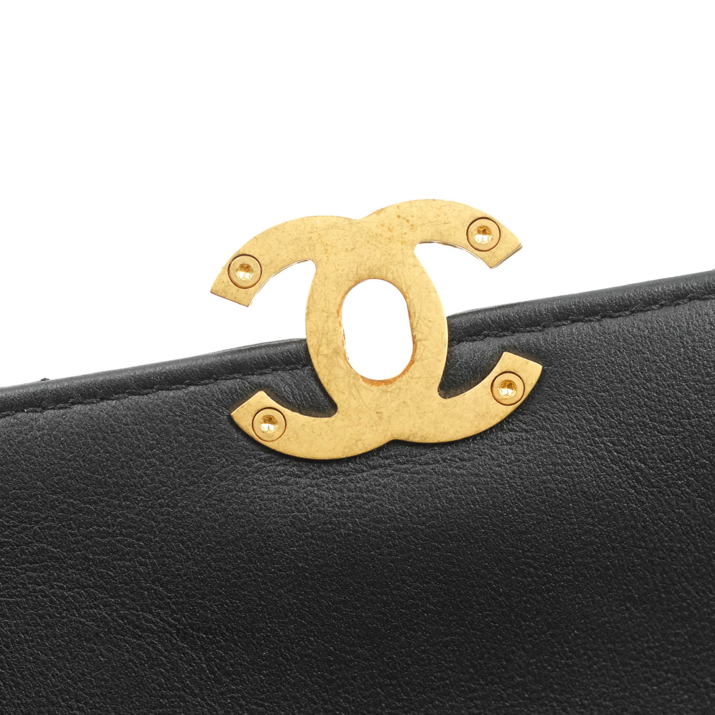 Chanel Small Chain Bar Flap Bag Black Calfskin Aged Gold Hardware