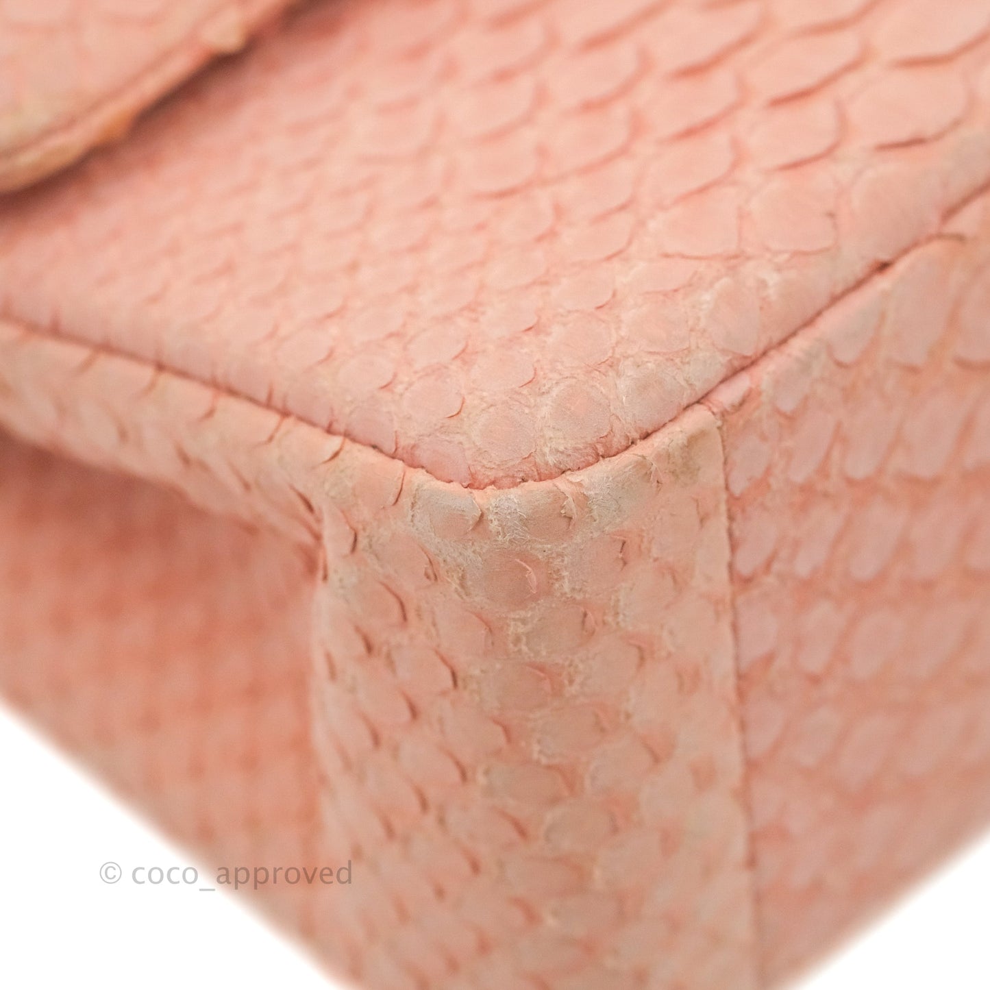Chanel Classic M/L Medium Flap Quilted Pink Python Silver Hardware