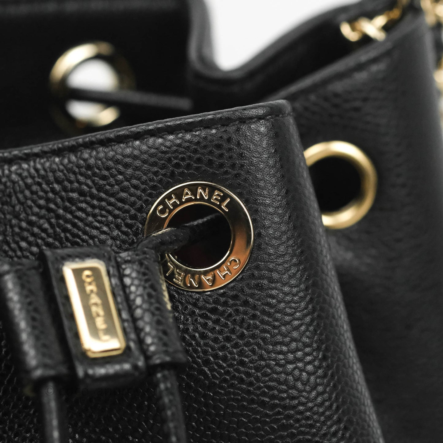 Chanel Business Affinity Drawstring Bucket Bag Black Caviar Gold Hardware