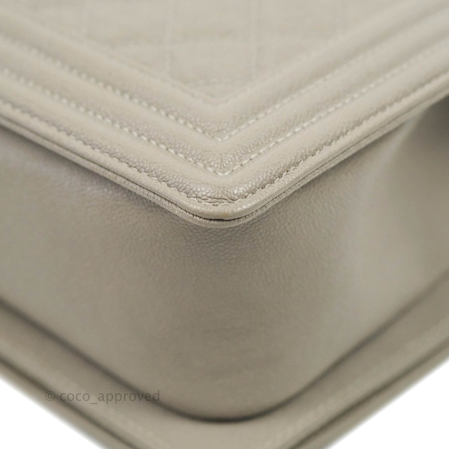 Chanel Quilted Medium Boy Etoupe Grey Caviar Silver Hardware