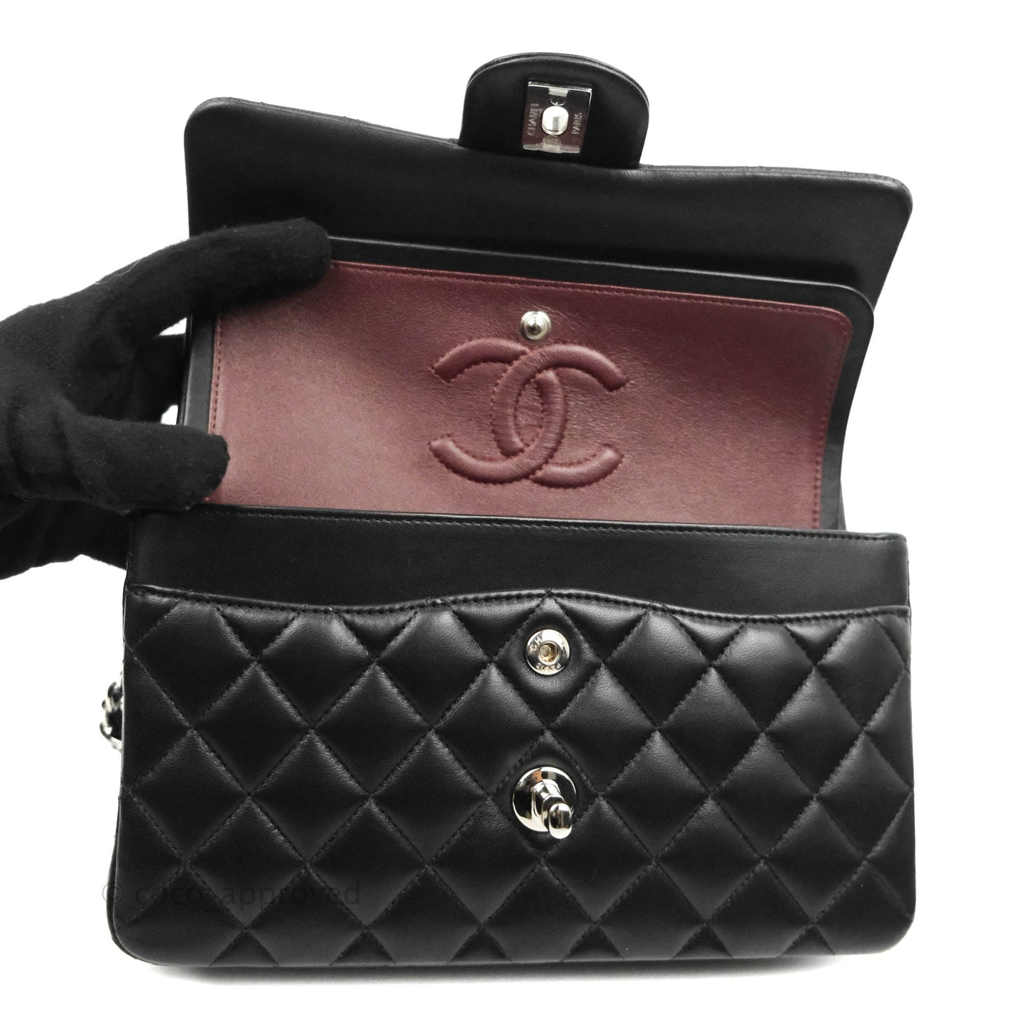 Chanel Small S/M Classic Flap Black Lambskin Silver Hardware