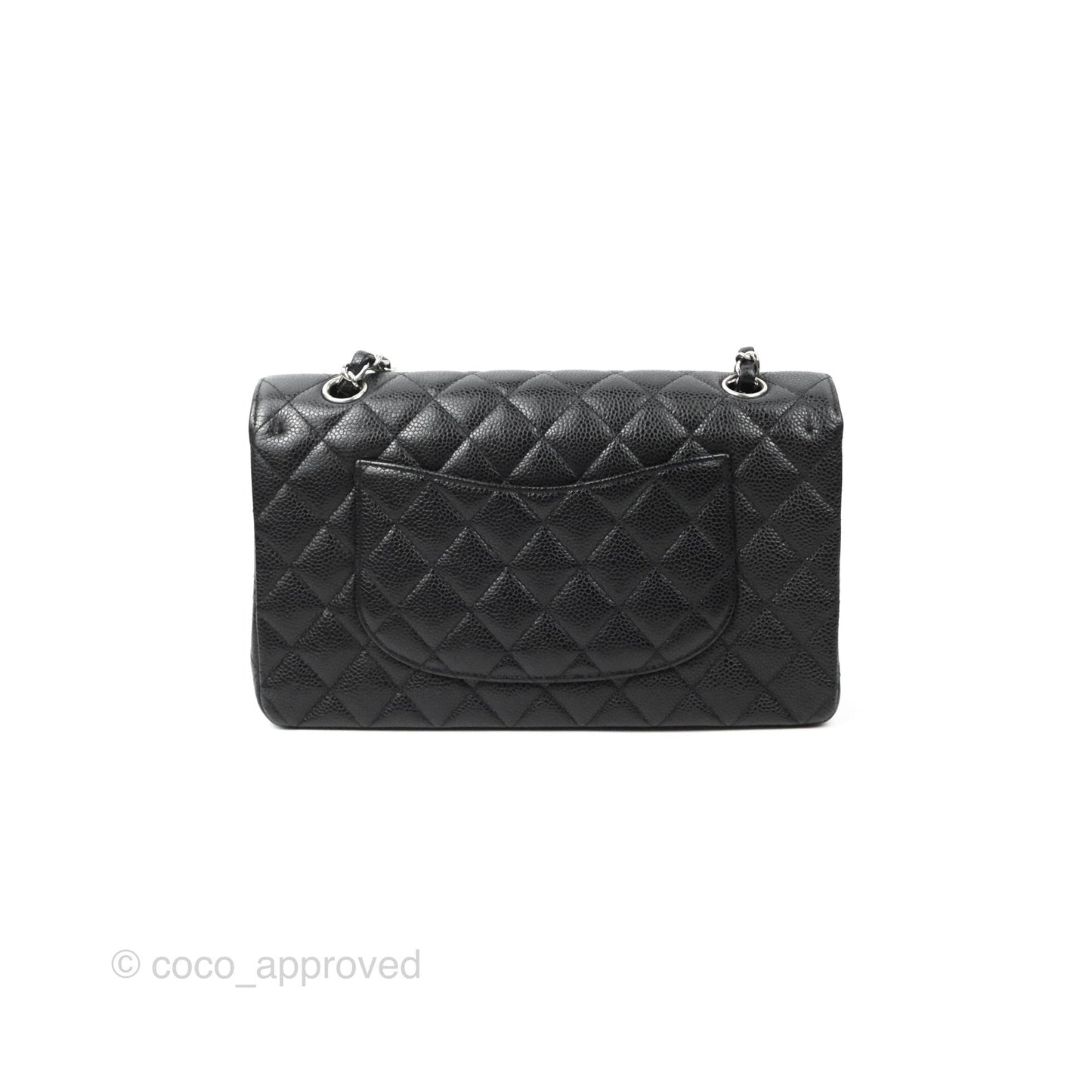 Chanel Classic M/L Medium Flap Quilted Black Caviar Silver Hardware