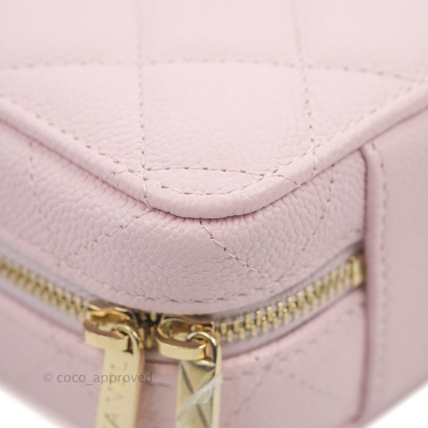Chanel Quilted Top Handle Vanity Case Caviar Light Pink Gold Hardware
