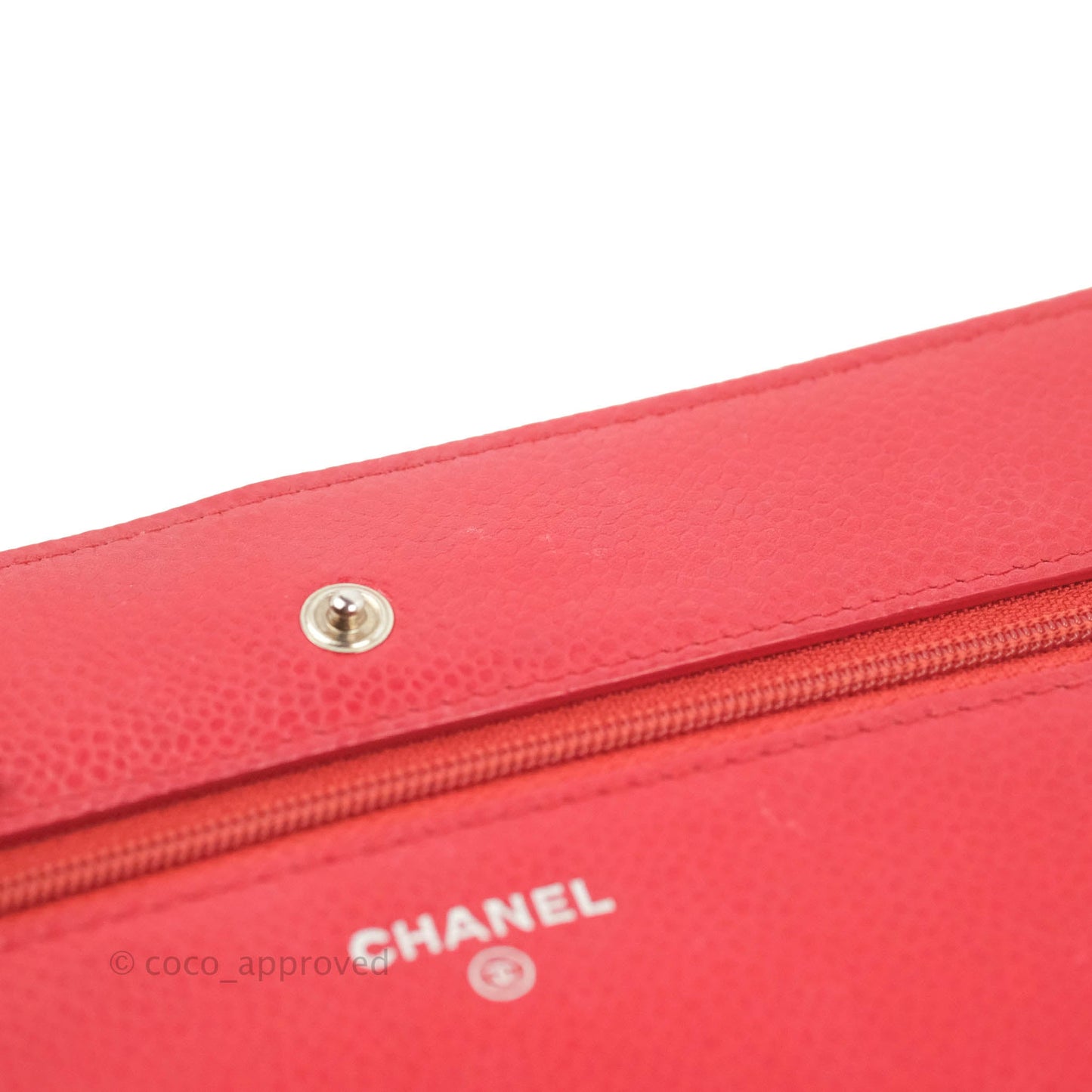 Chanel Quilted Classic Wallet on Chain WOC Red Caviar Ruthenium Hardware