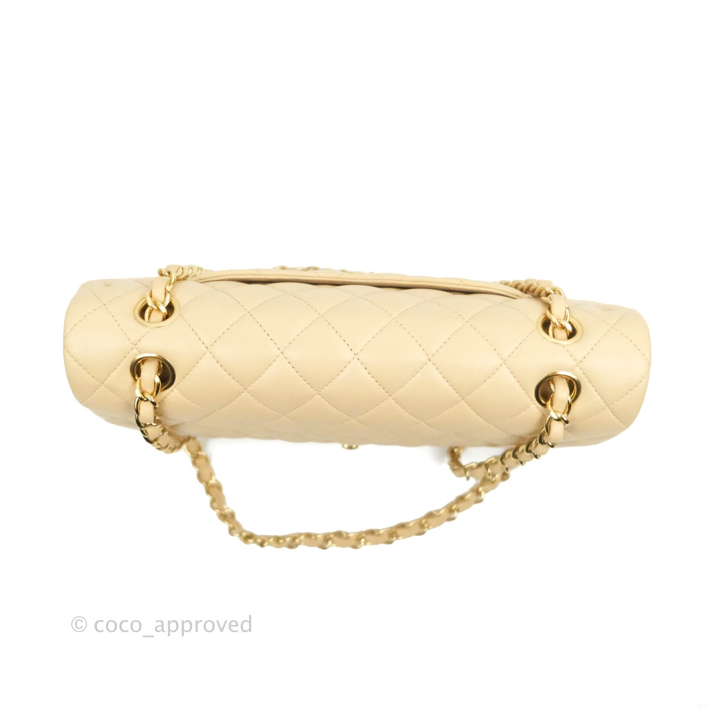 Chanel Classic M/L Medium Flap Quilted Beige Lambskin Gold Hardware