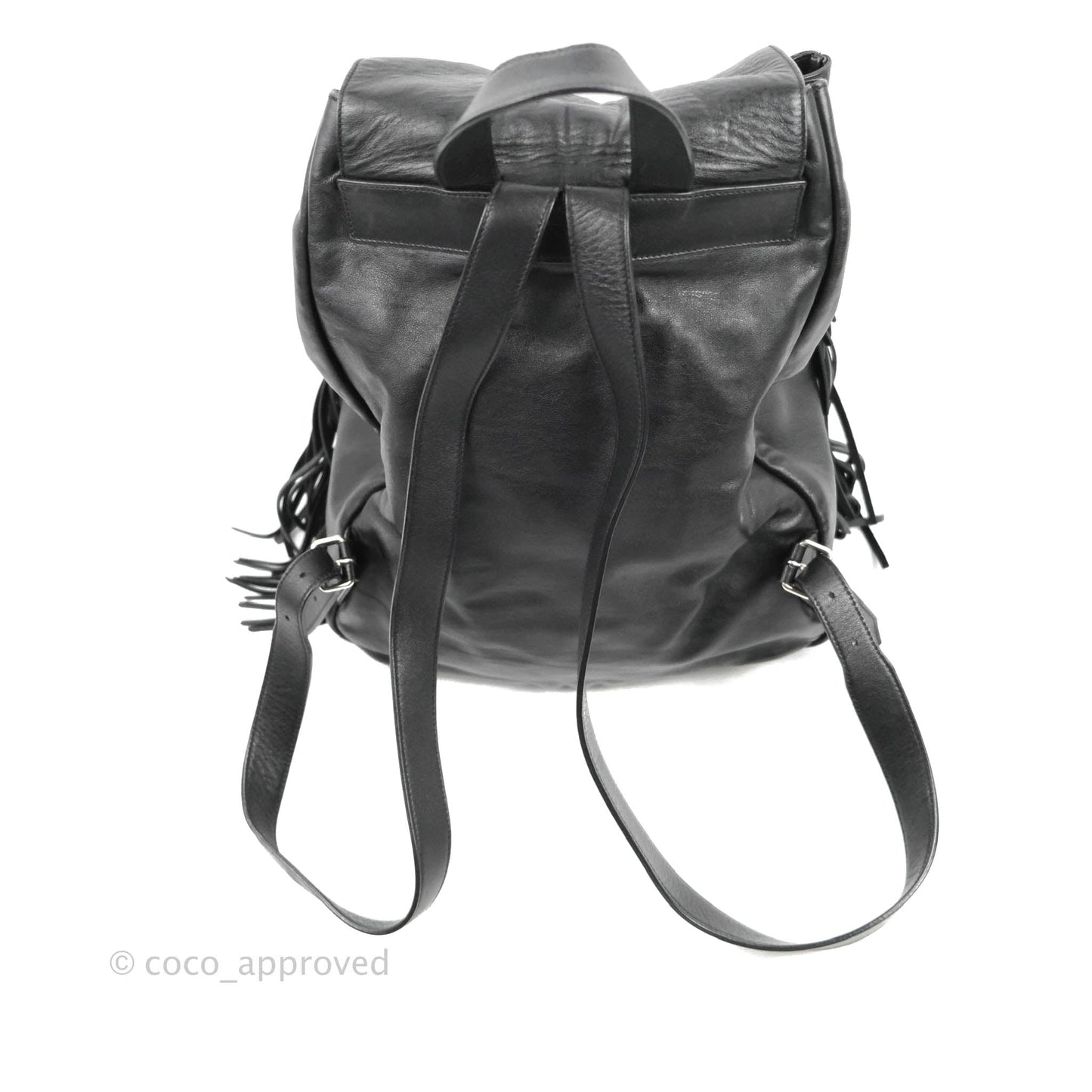 Saint Laurent Festival Fringe Backpack Black Calfskin