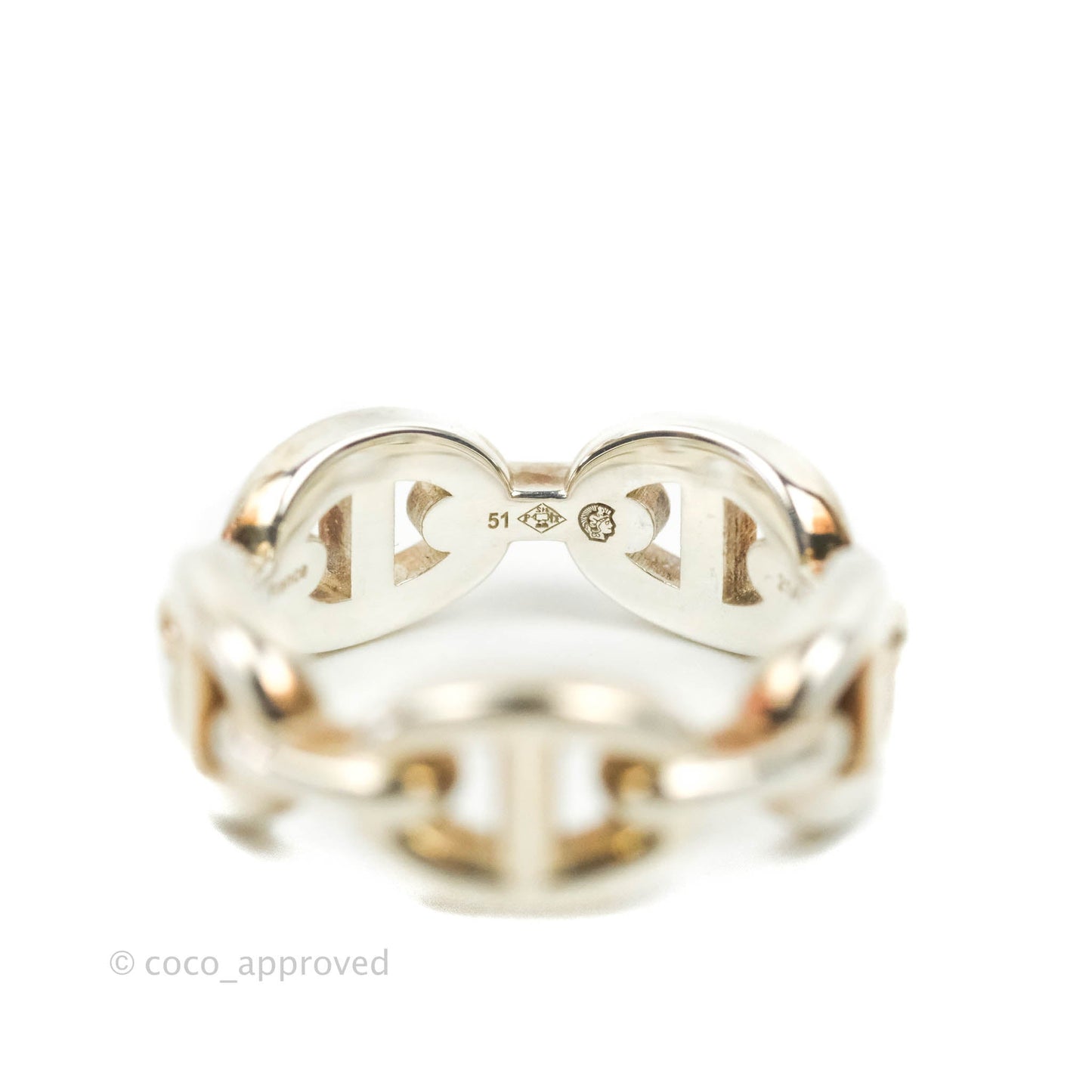 Hermès Sterling Silver PM Chaine d'Ancre Enchainee Band Ring 51