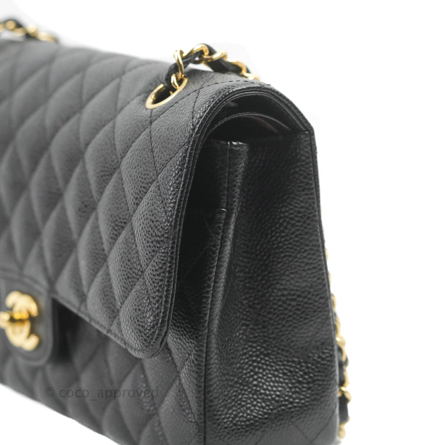 Chanel Classic M/L Medium Flap Quilted Black Caviar Gold Hardware