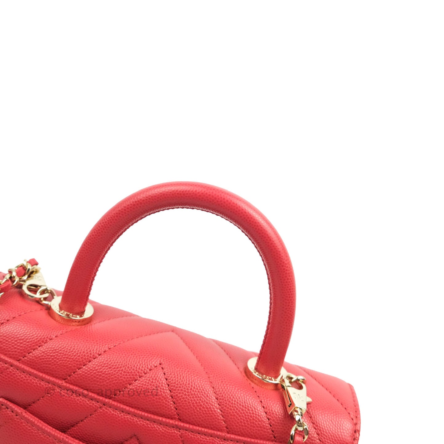 Chanel Small Coco Handle Chevron Red Caviar Gold Hardware 20P