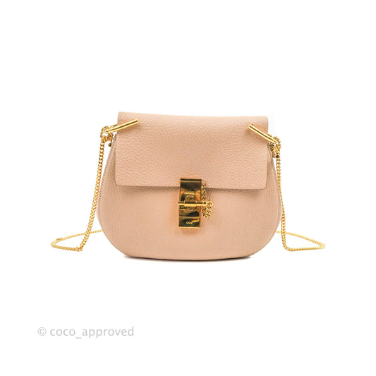 Chloe Drew Crossbody Bag Pink Grained Leather