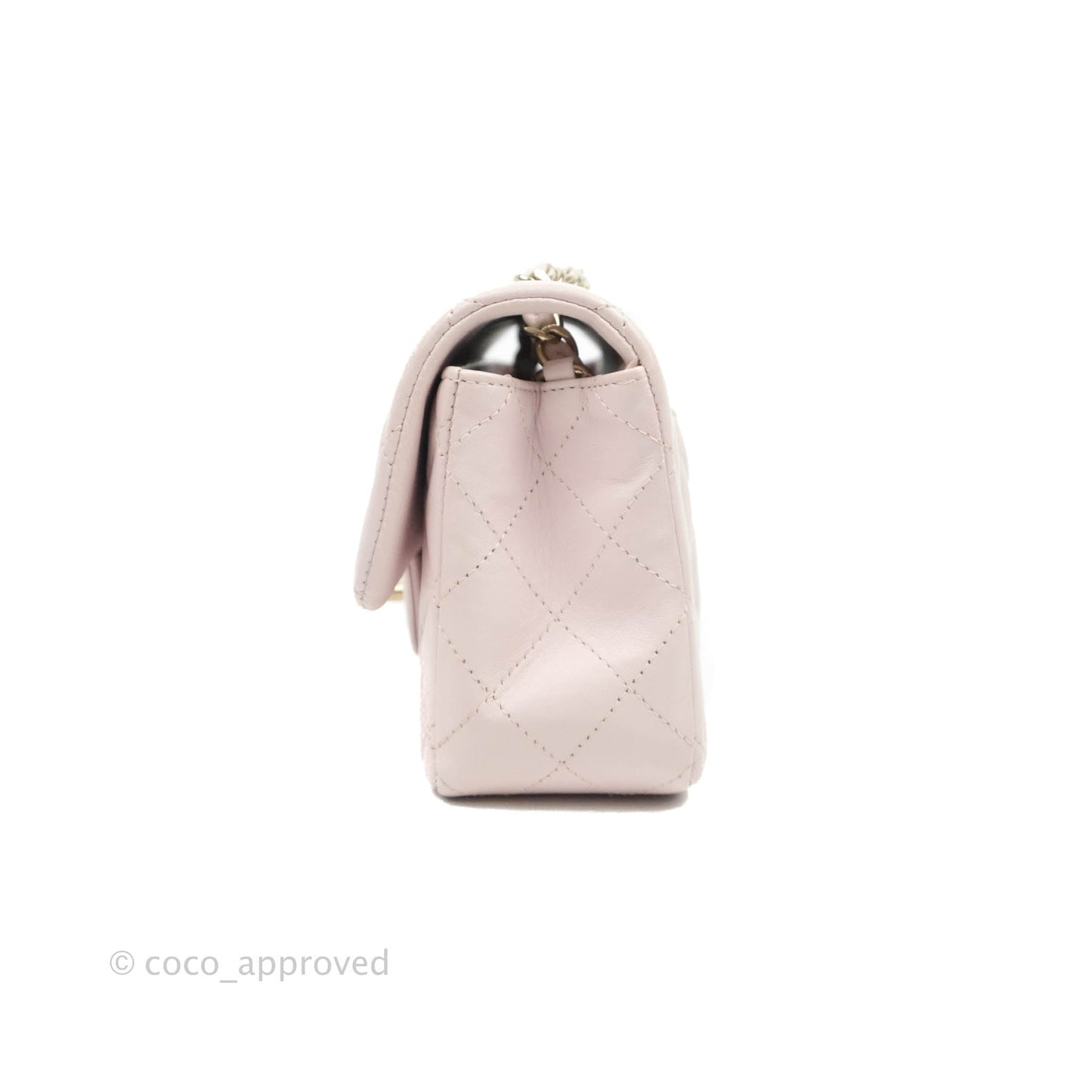 Chanel Quilted Mini Rectangular Flap Pale Pink Lambskin Gold Hardware