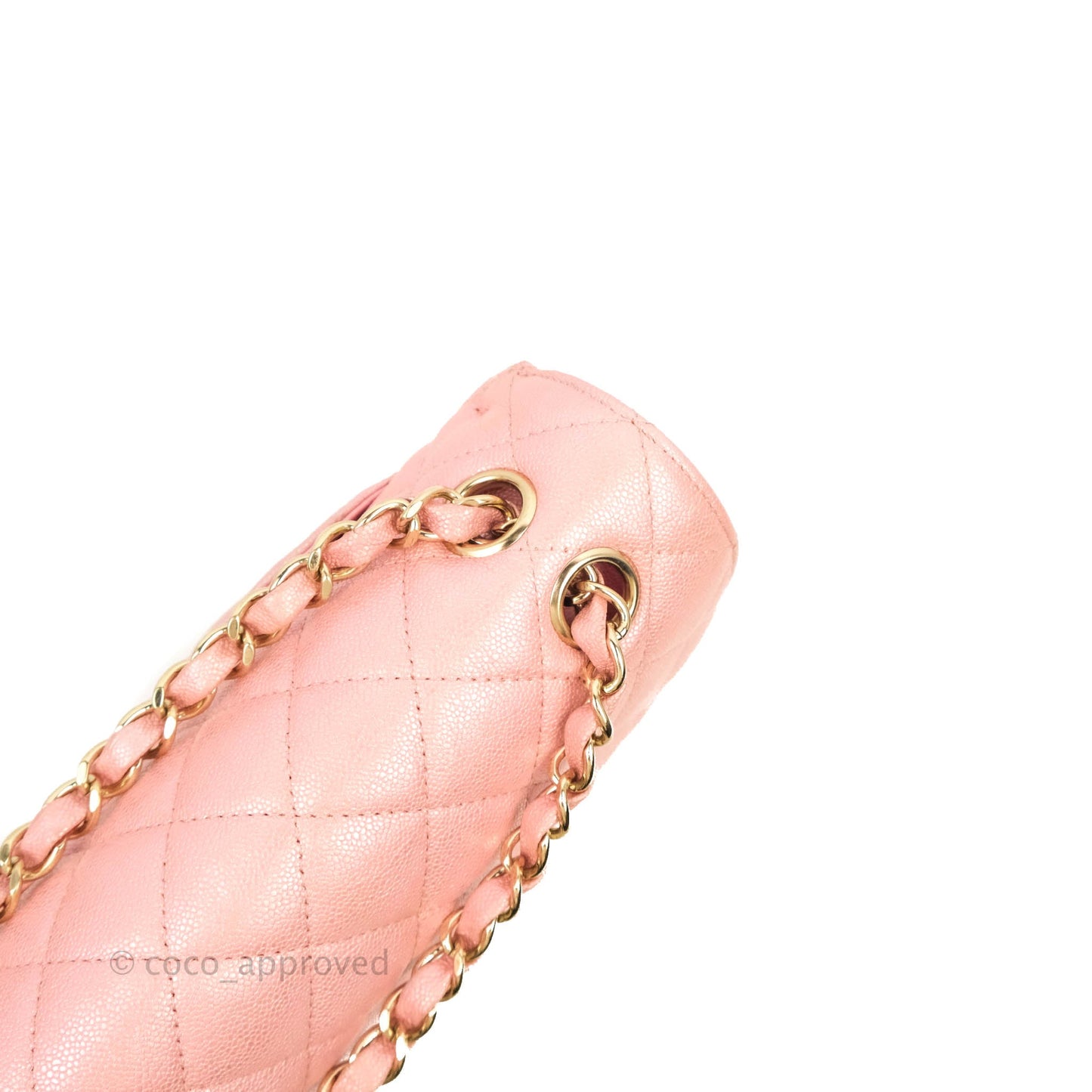 Chanel Small Classic Quilted Flap Iridescent Pink Caviar Gold Hardware 19S