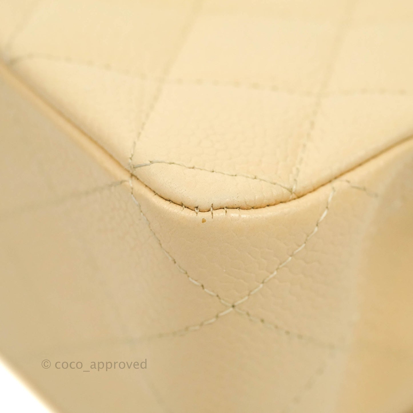 Chanel Classic M/L Medium Flap Quilted Beige Caviar Silver Hardware