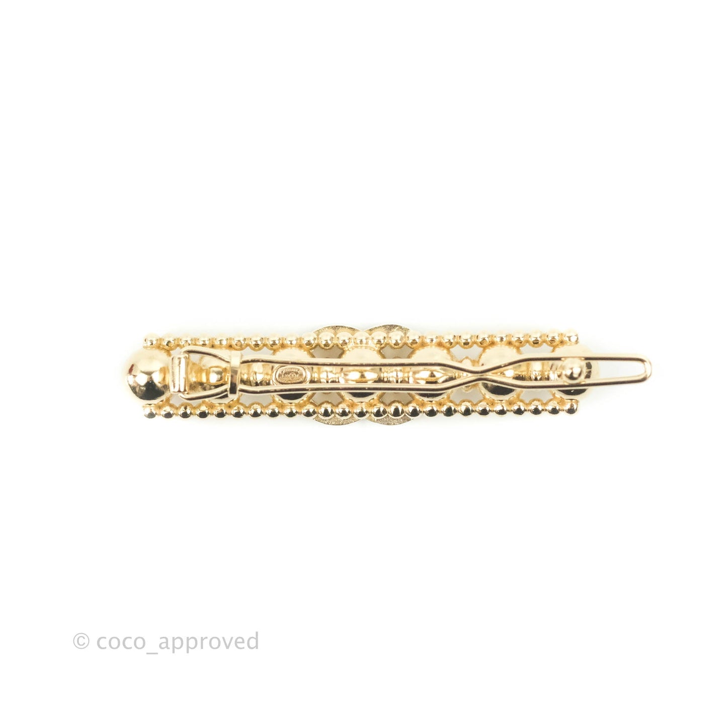 Chanel Crystal Chain CC Hair Clip Barrette Gold