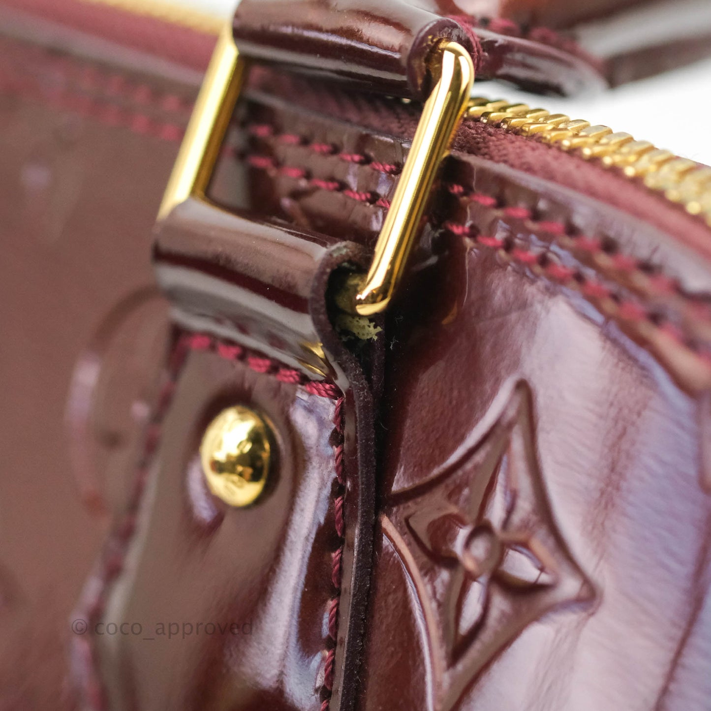 Louis Vuitton Alma PM Burgundy Patent Gold Hardware