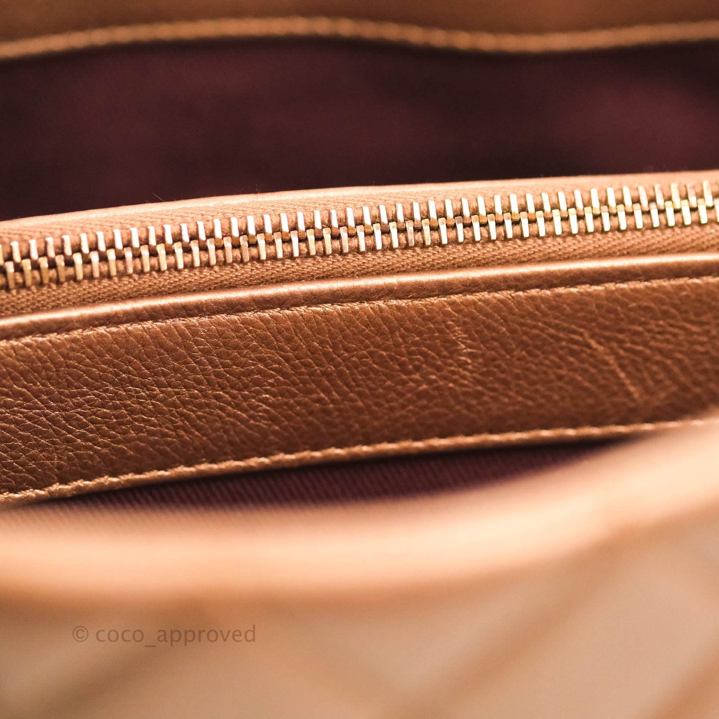 Chanel Iridescent Goatskin Quilted Small CC Eyelet Tote Copper Rose Gold
