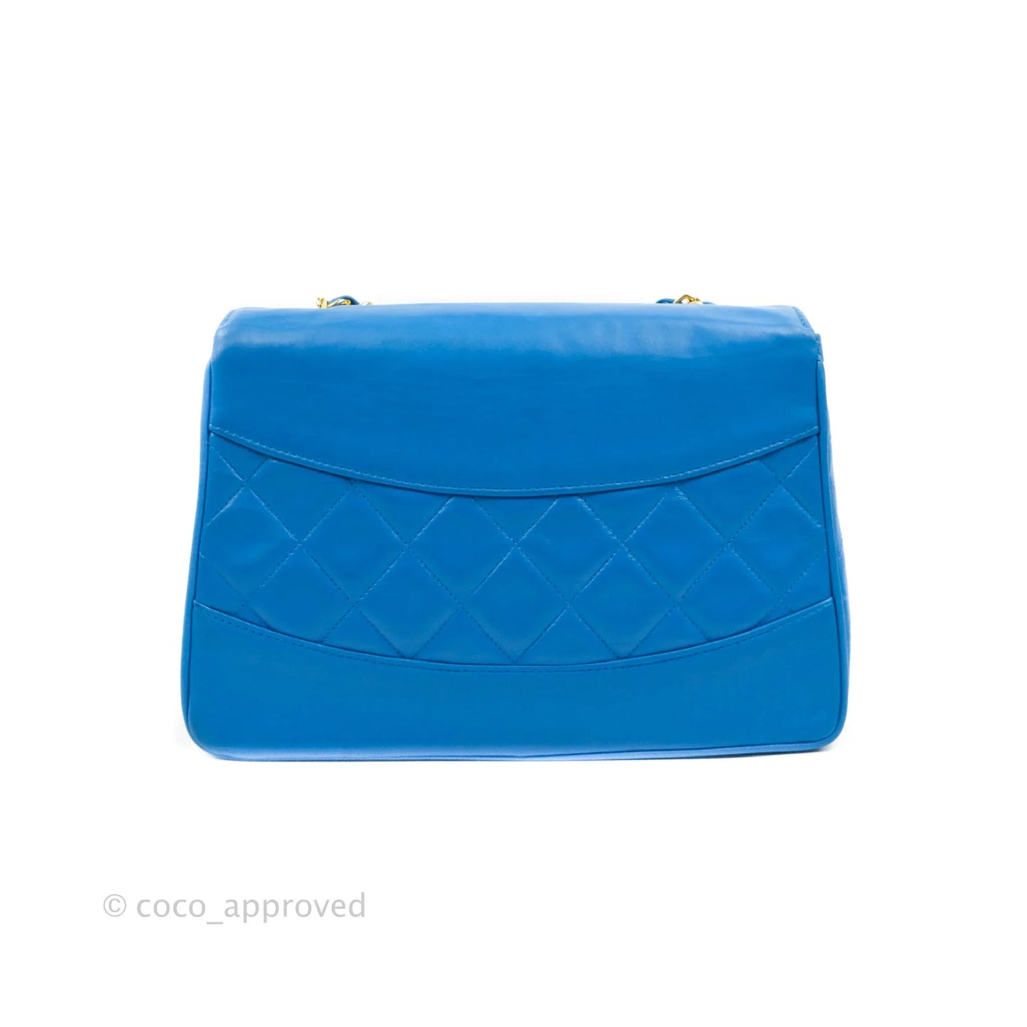 Chanel Vintage Trapezoid Flap Bag Blue Lambskin 24K Gold Hardware