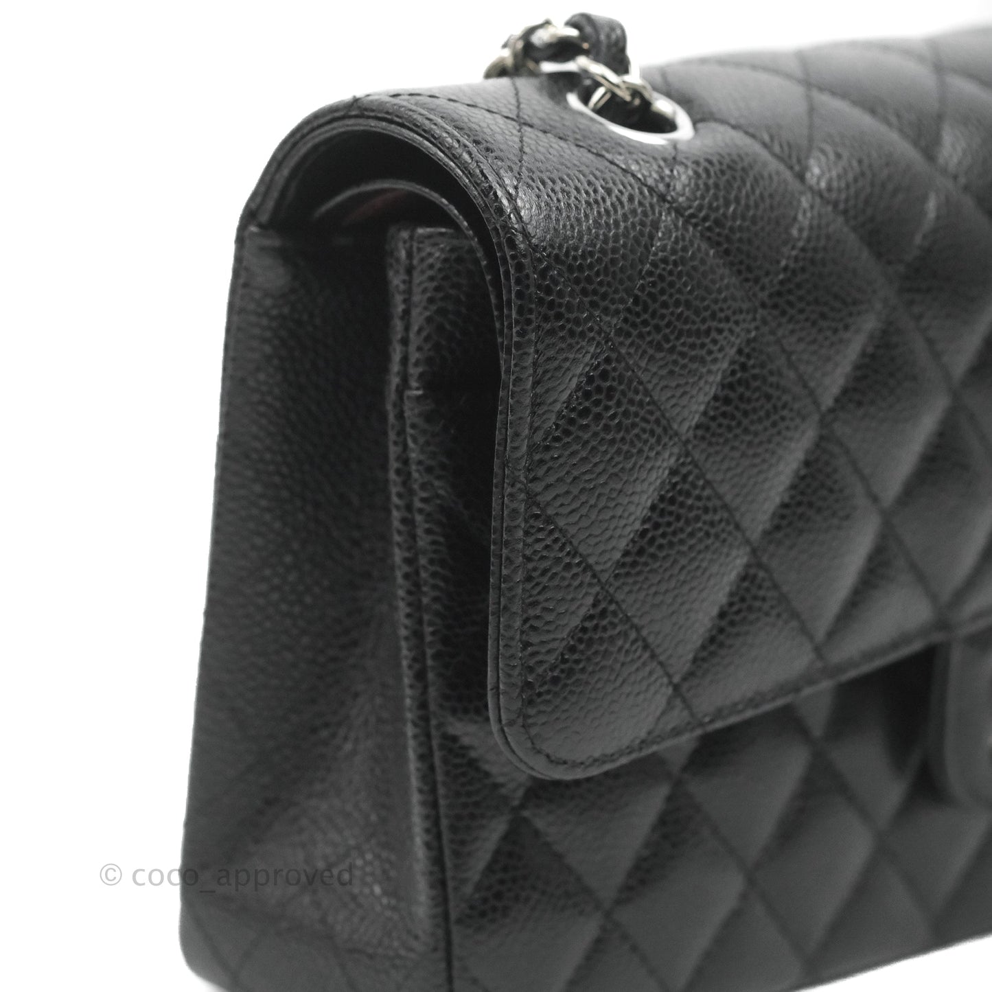 Chanel Classic M/L Medium Flap Quilted Black Caviar Silver Hardware
