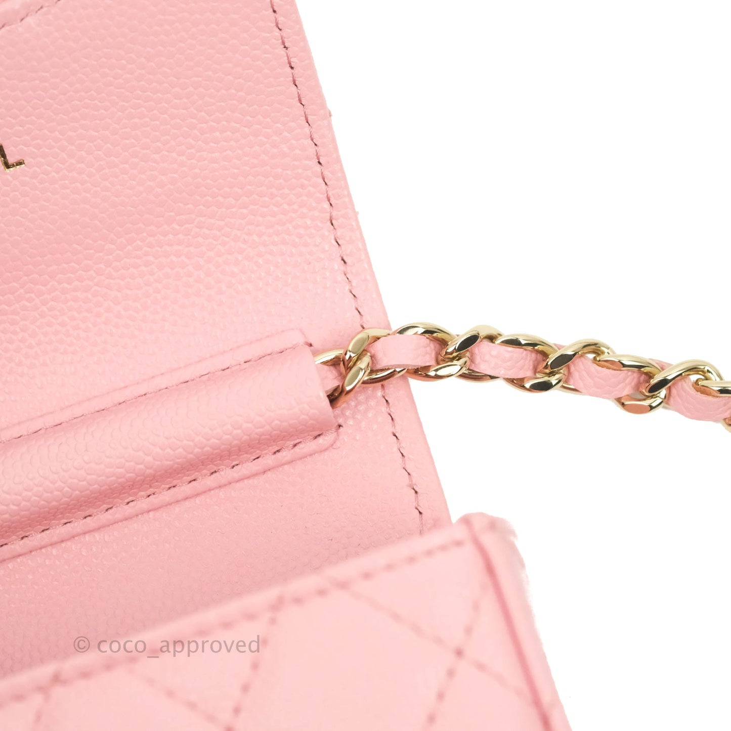 Chanel Classic Clutch With Chain Pink Caviar Gold Hardware
