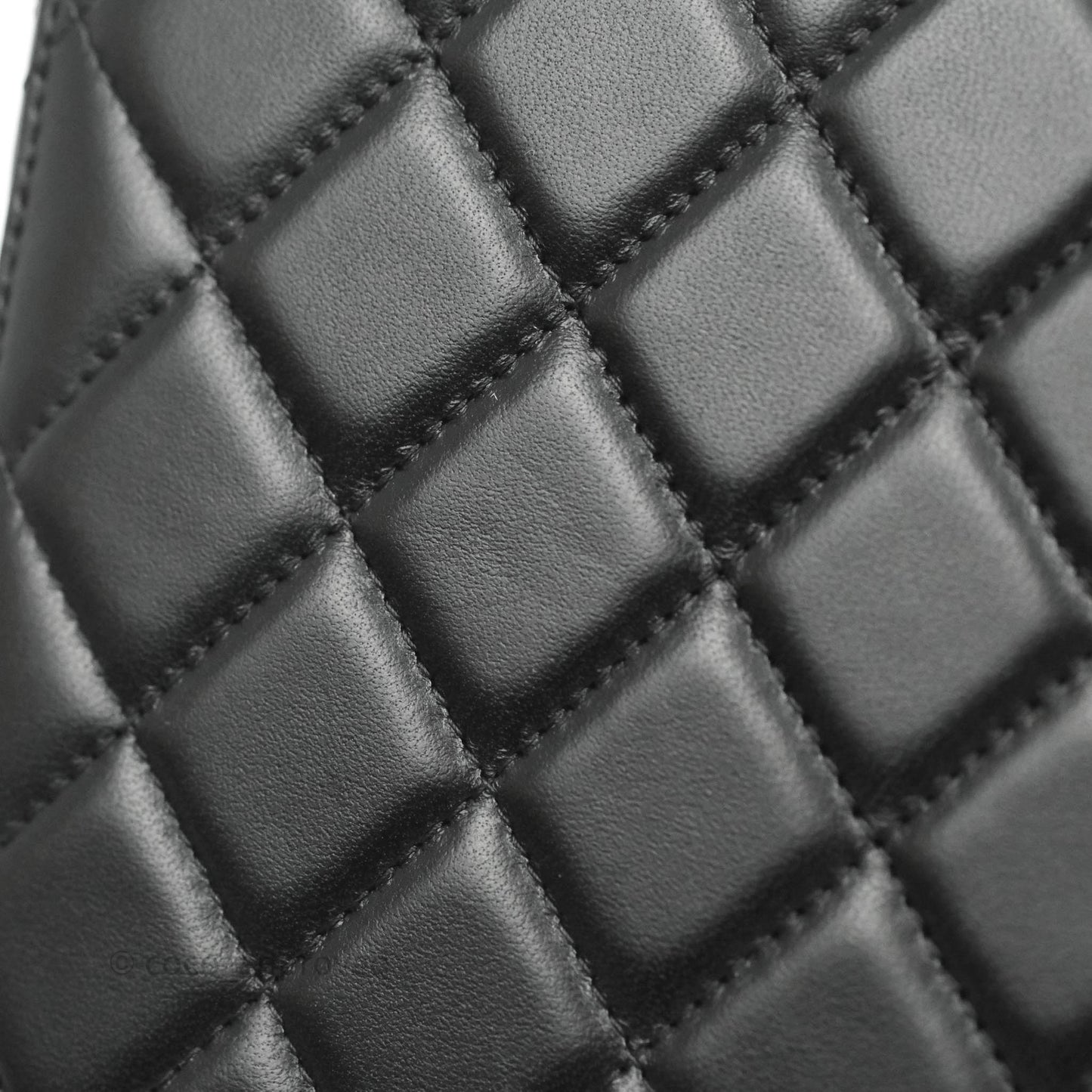 Chanel Quilted Golden Plate Vanity Case Black Lambskin Gold Hardware