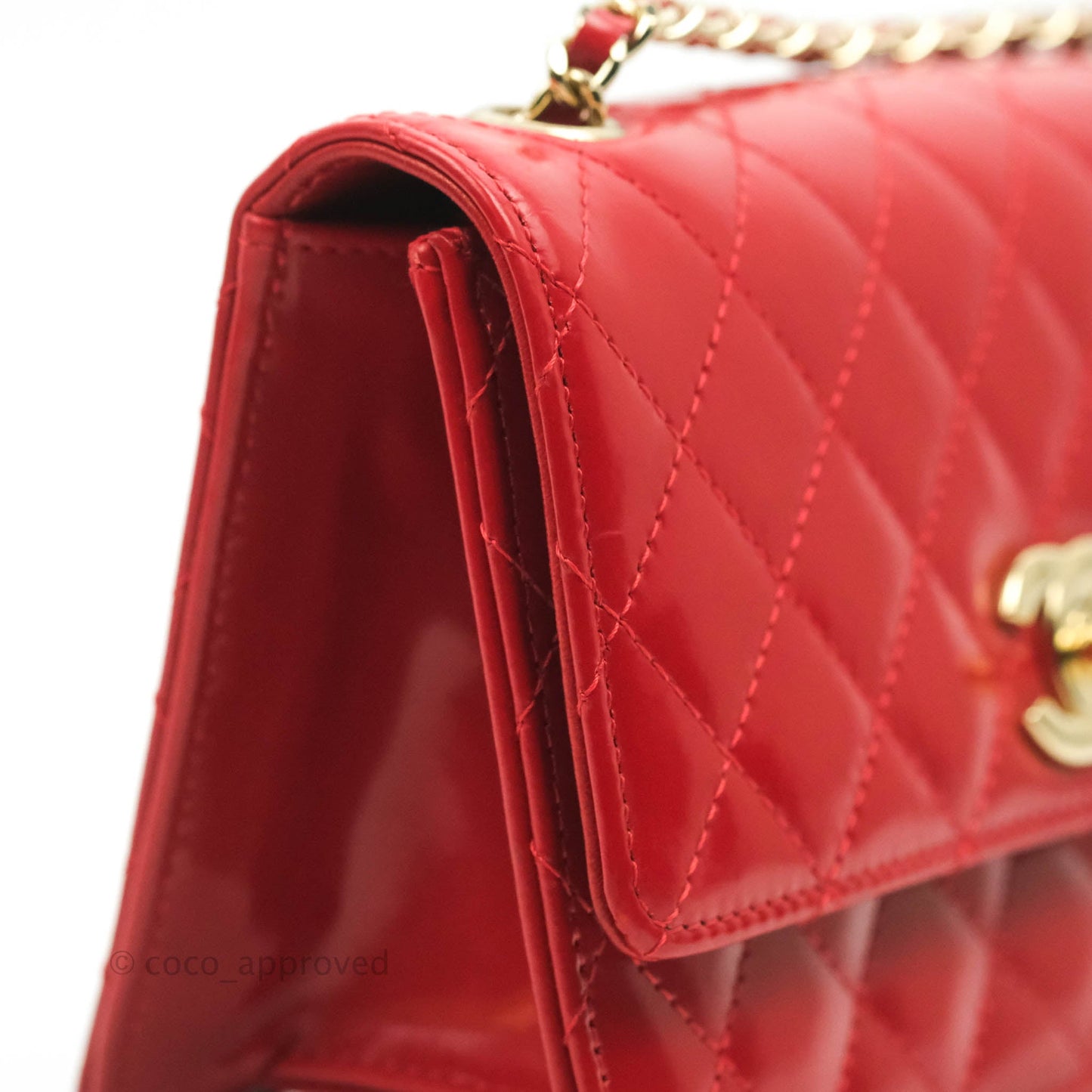 Chanel Flat Quilted Mini Flap Red Box Calfskin Gold Hardware