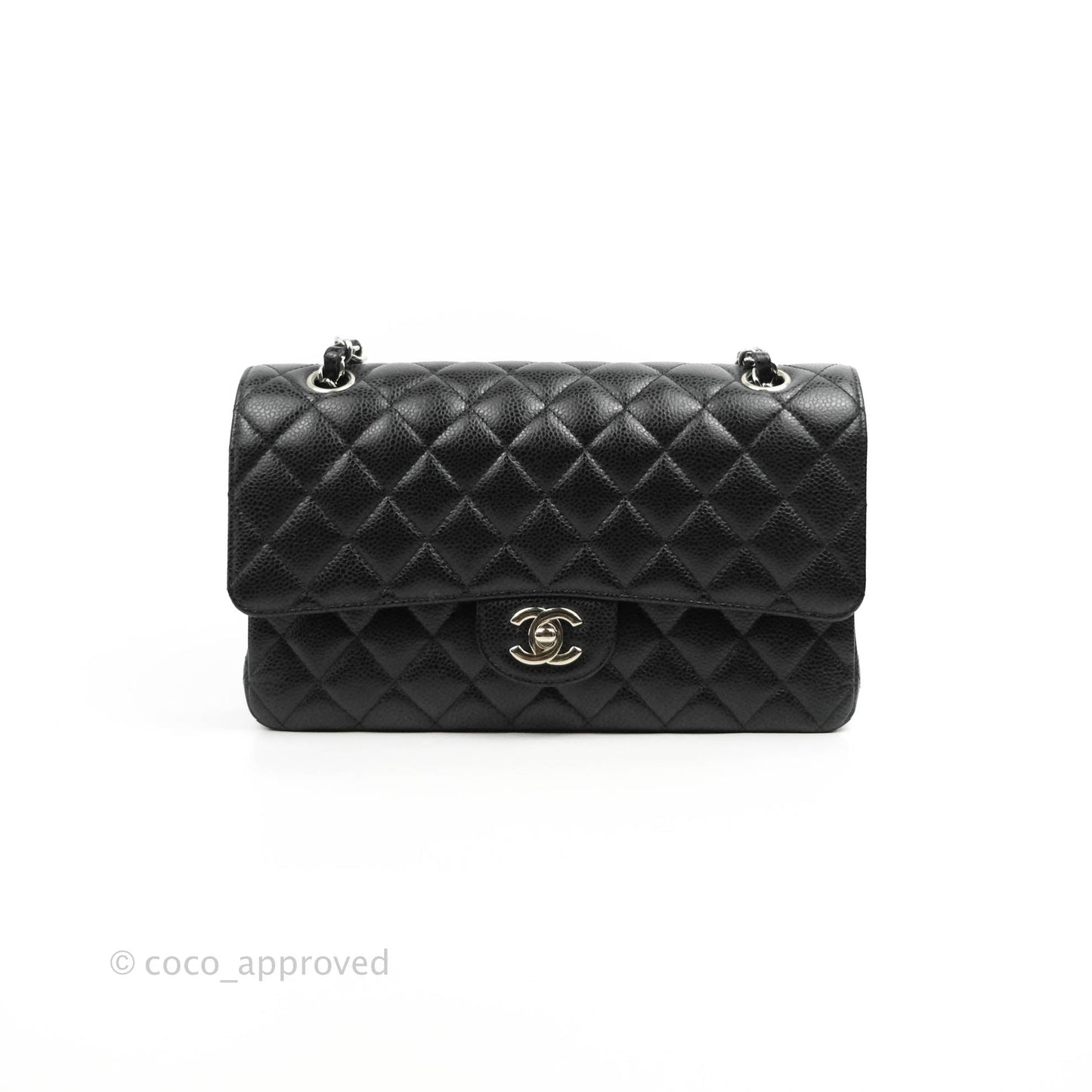 Chanel Classic Double Flap M/L Black Caviar Silver Hardware