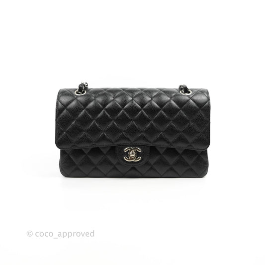 Chanel Classic Double Flap M/L Black Caviar Silver Hardware