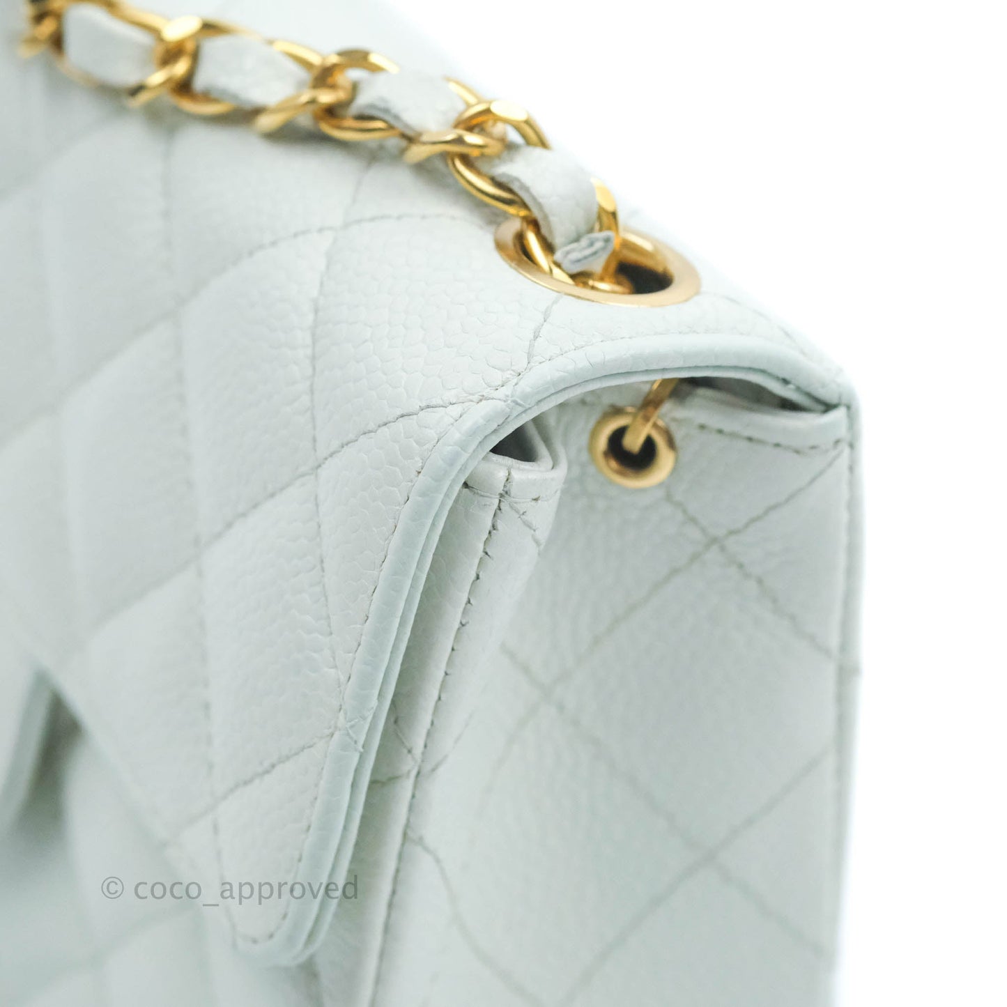 Chanel Quilted Vintage Mini Square Flap Light Blue Caviar 24K Gold Hardware