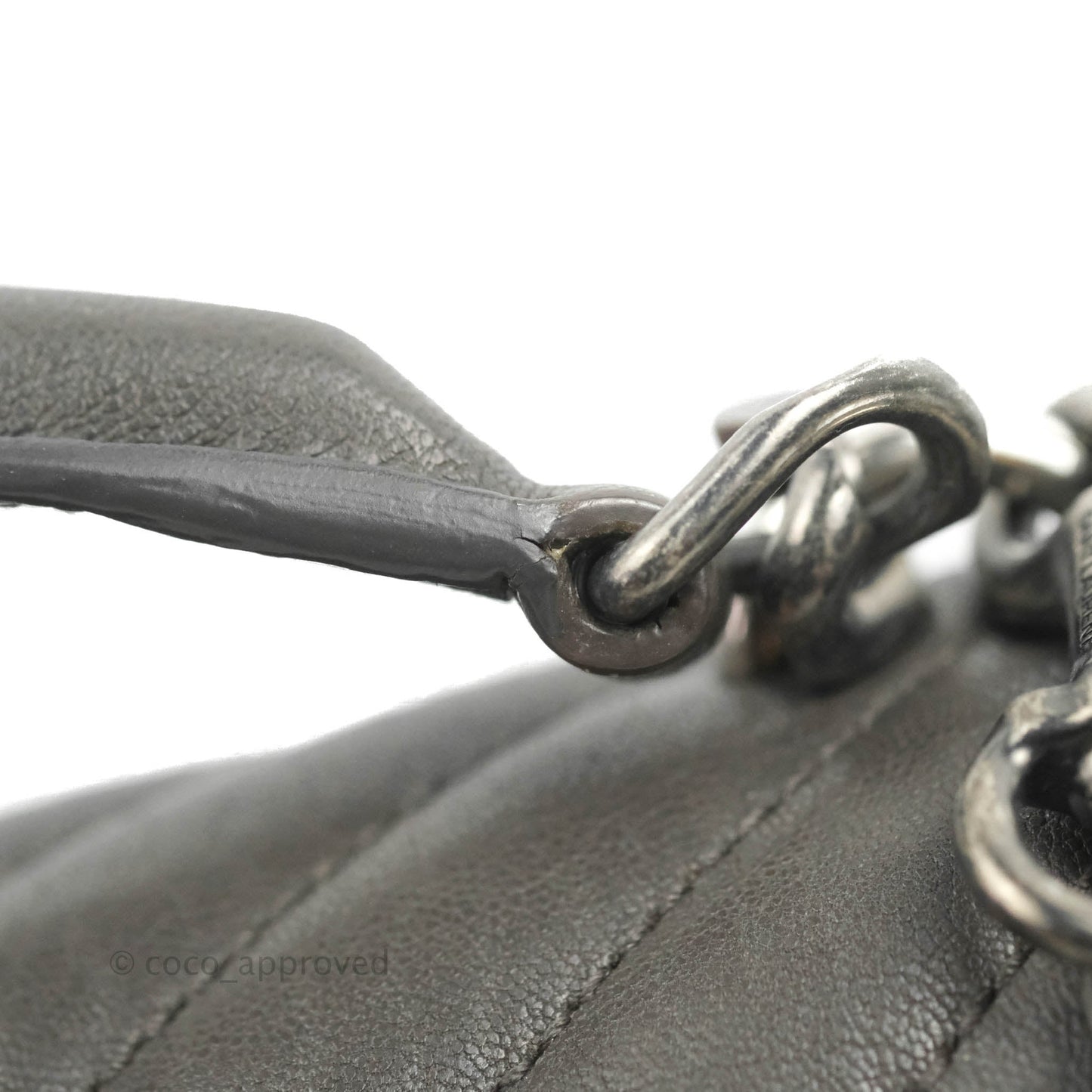Saint Laurent Chevron Medium College Grey Chain Bag Ruthenium Hardware