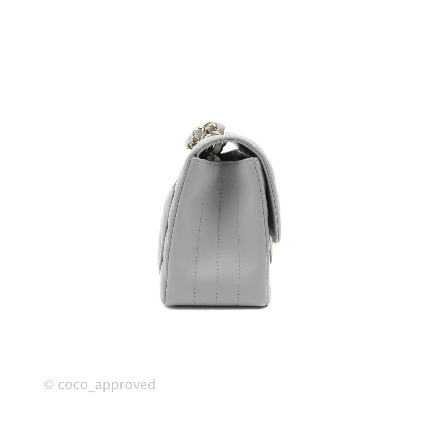 Chanel Mini Square Chevron Grey Lambskin Gold Hardware