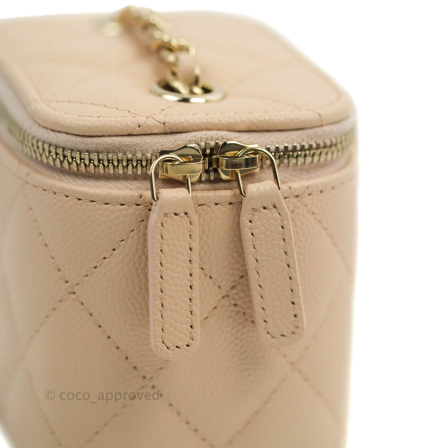 Chanel Classic Mini Vanity With Chain Light Beige Caviar Gold Hardware
