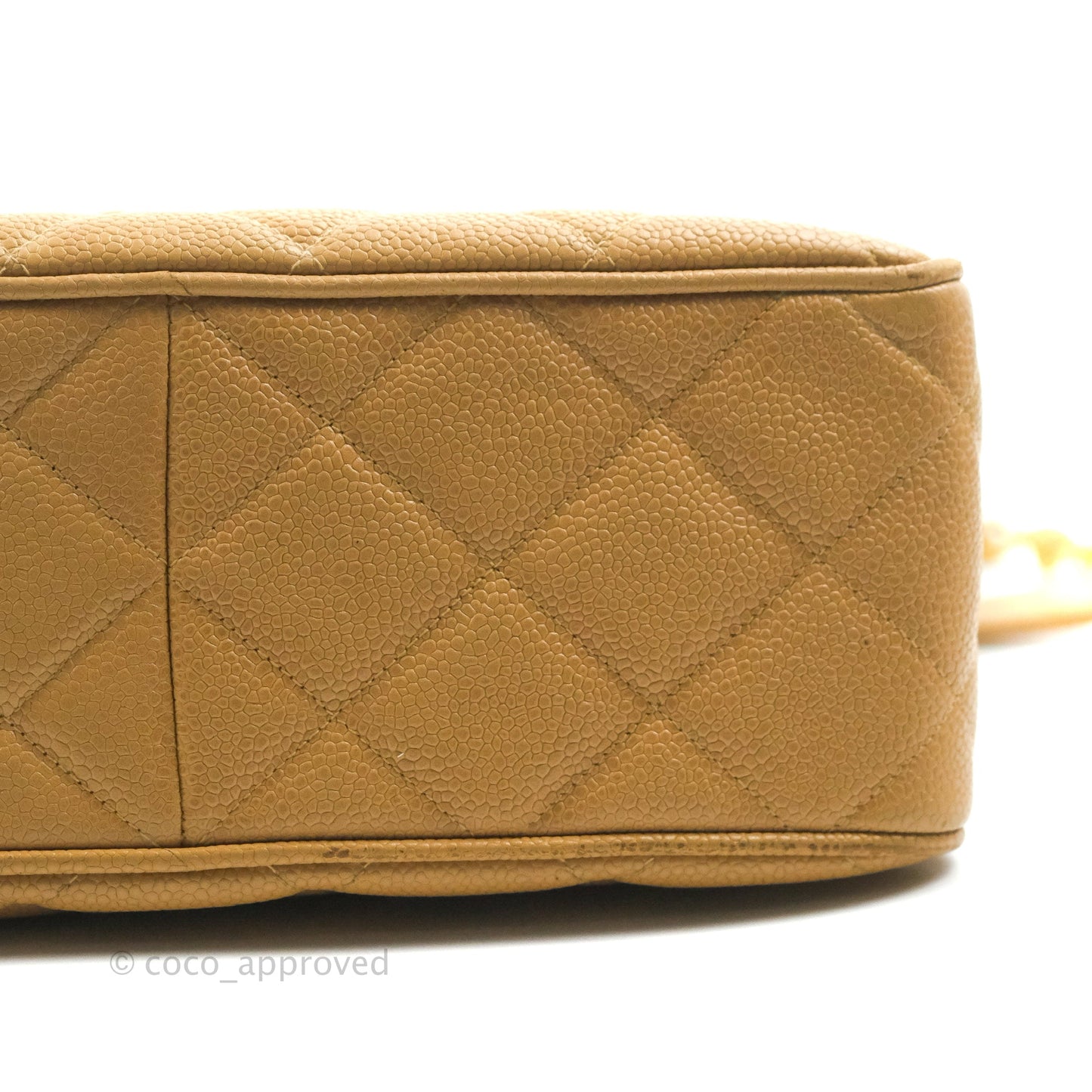 Chanel Vintage CC Large Square Flap Bag Beige Caviar 24K Gold Hardware