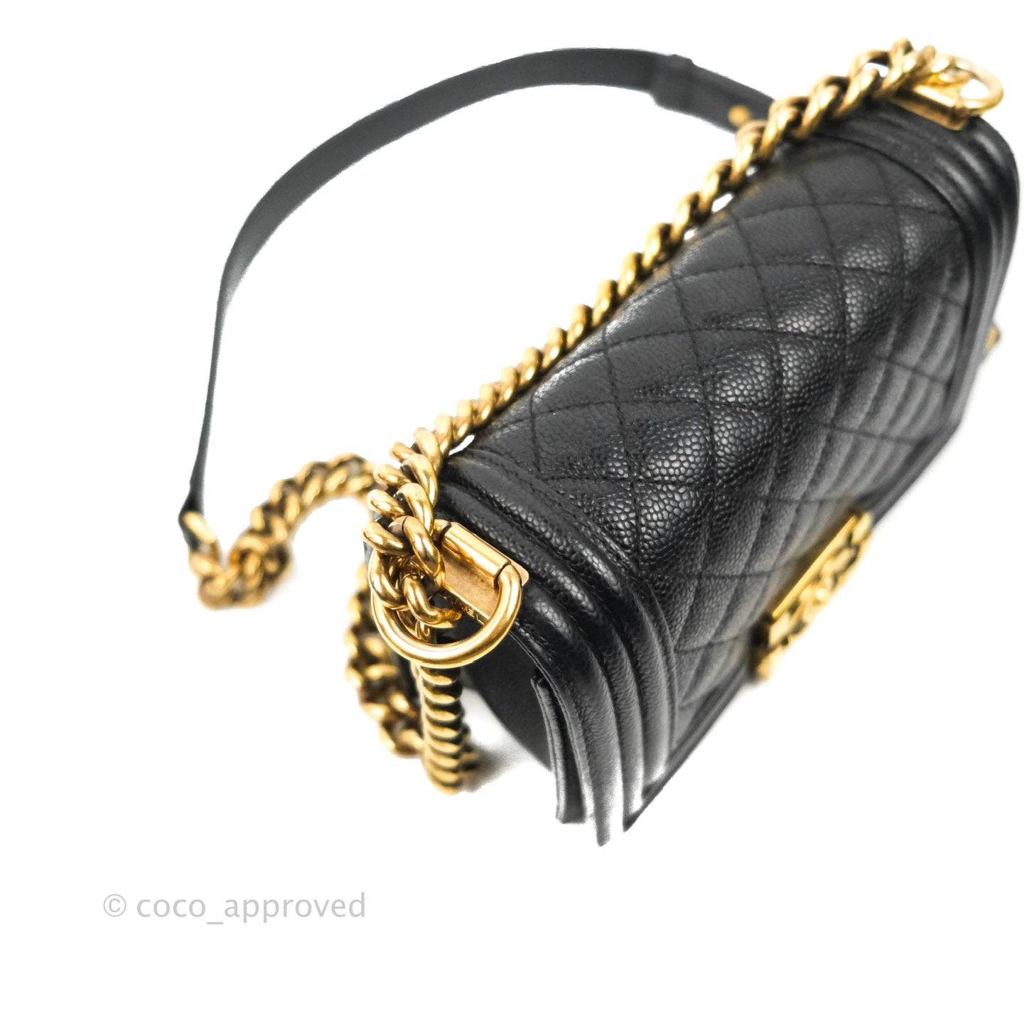 Chanel Quilted Small Boy Black Caviar Aged Gold Hardware